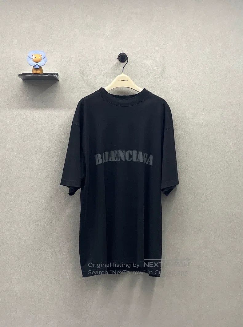 Balenciaga Letter Printed Loose Fit Round Neck Short Sleev