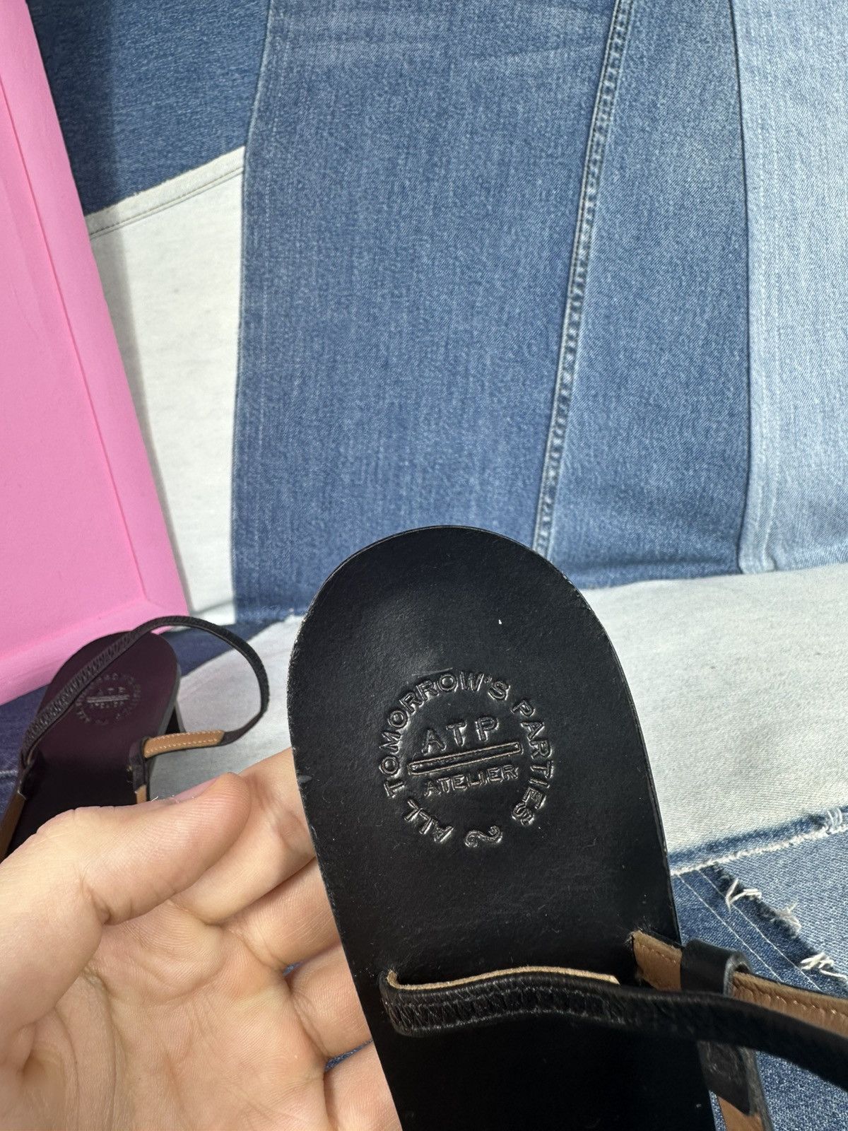 ATP Atelier ATP Atelier Nashi 50 Black Leather Sandals Heels Thin Strap Size US 9 / IT 39 - 12 Thumbnail