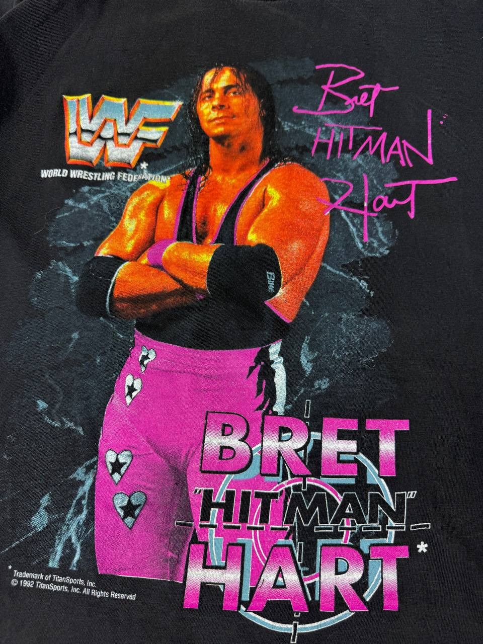 Vintage Vintage WWF 1992 Bret Hitman Hart T Shirt Wrestling Size US XL / EU 56 / 4 - 10 Thumbnail