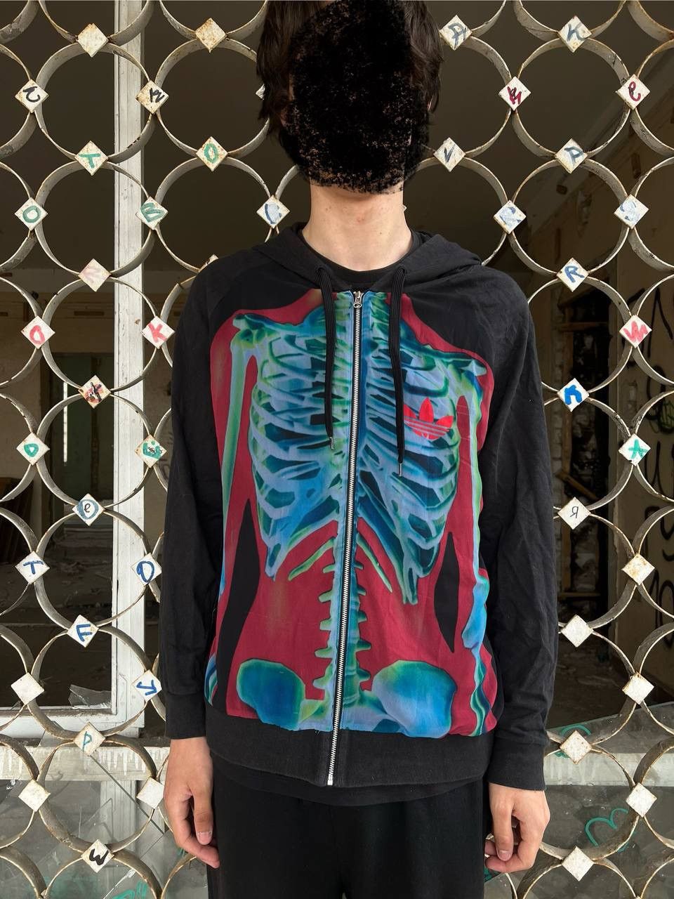 Adidas Vintage Y2K Adidas X-Ray Skeleton Mesh Gaultier Style Hoodie Size US M / EU 48-50 / 2 - 3 Thumbnail