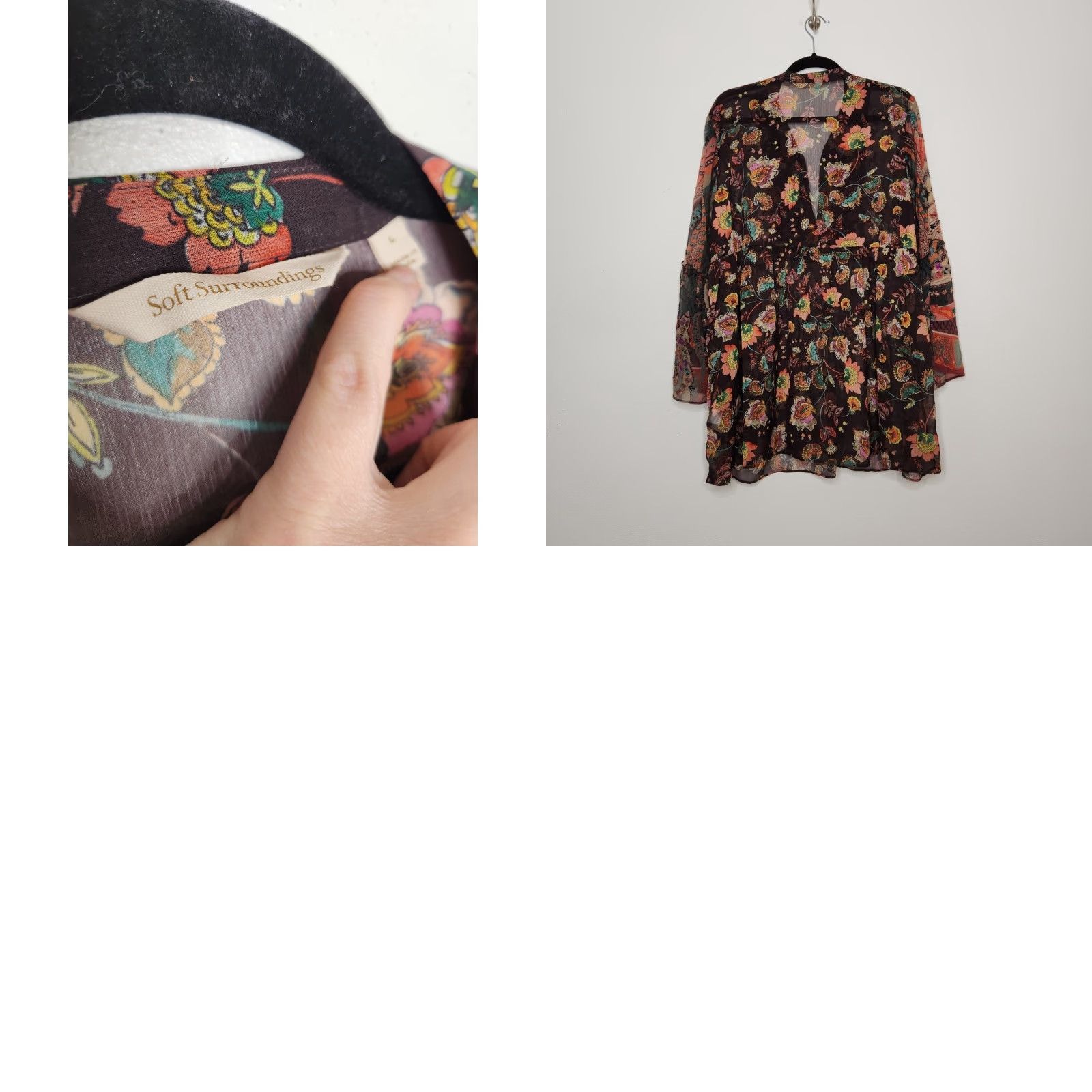 Soft Surroundings Soft Surroundings Shirt Women L Multicolor Boho Beaded Sequence Embroidered Sheer Oversized Flowy Blouse Size L / US 10 / IT 46 - 8 Thumbnail