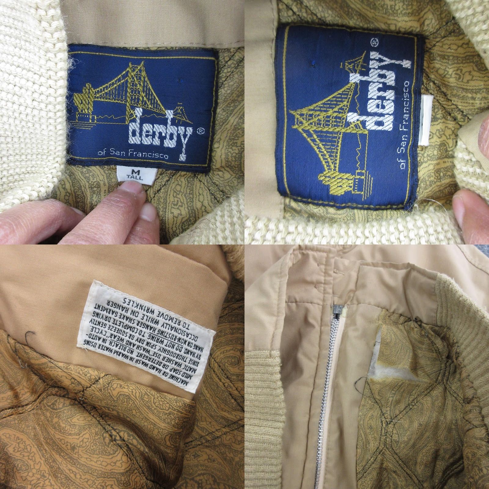 Vintage VINTAGE Derby of San Francisco Bomber Jacket Men MT Tan Canvas Short Zip Insulated Pockets Size US M / EU 48-50 / 2 - 9 Thumbnail