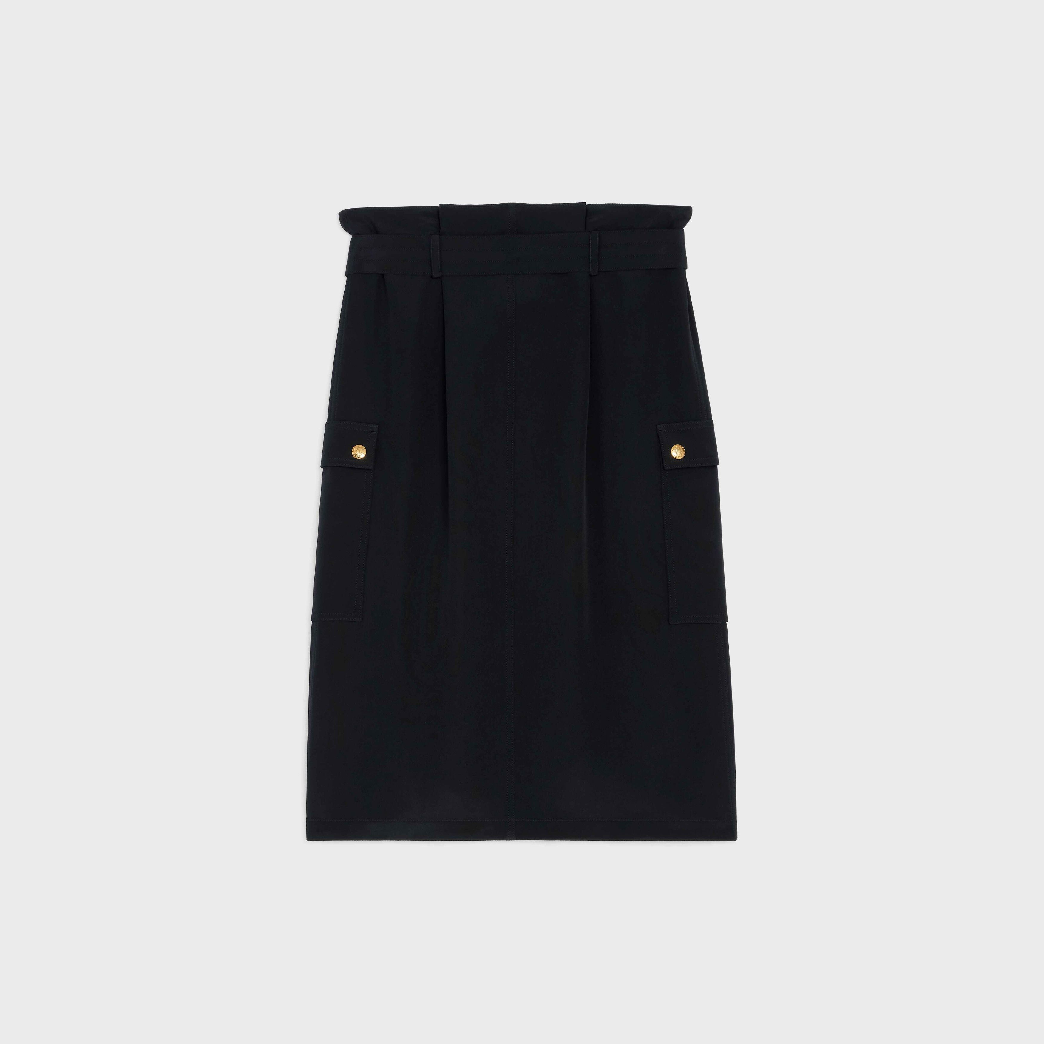 Celine o1w1db10824 Paper Bag Skirt in Silk Cloth in Black Size 27" / US 4 / IT 40 - 2 Thumbnail