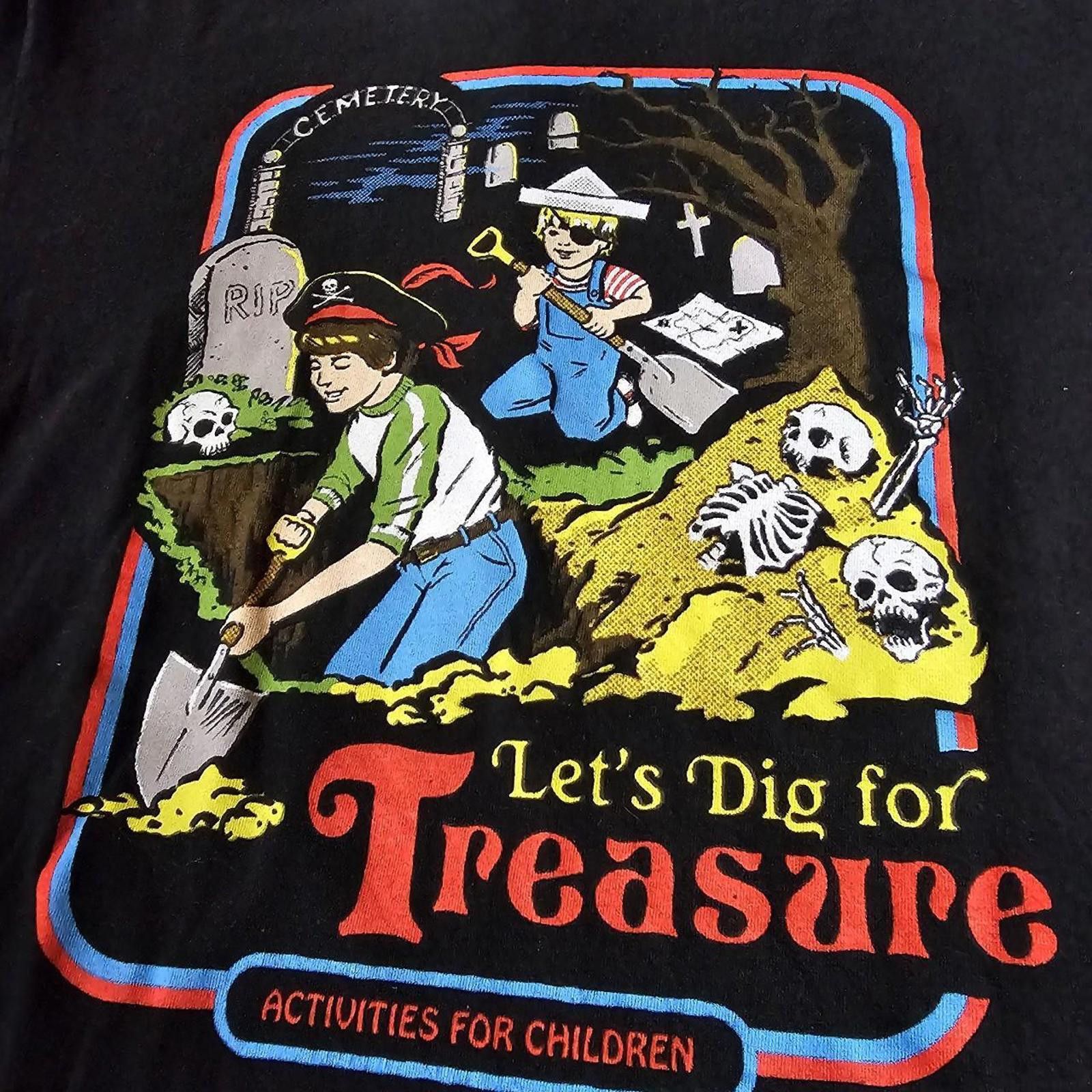 Designer Let's Dig For Treasure Black Graphic T-shirt Size US L / EU 52-54 / 3 - 3 Thumbnail