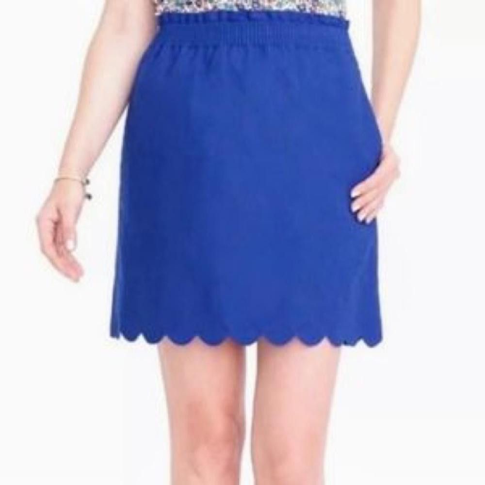 J.Crew J. Crew l Royal Blue Linen Scallop Skirt Size 0 Size 25" / US 0 / IT 36 - 8 Thumbnail