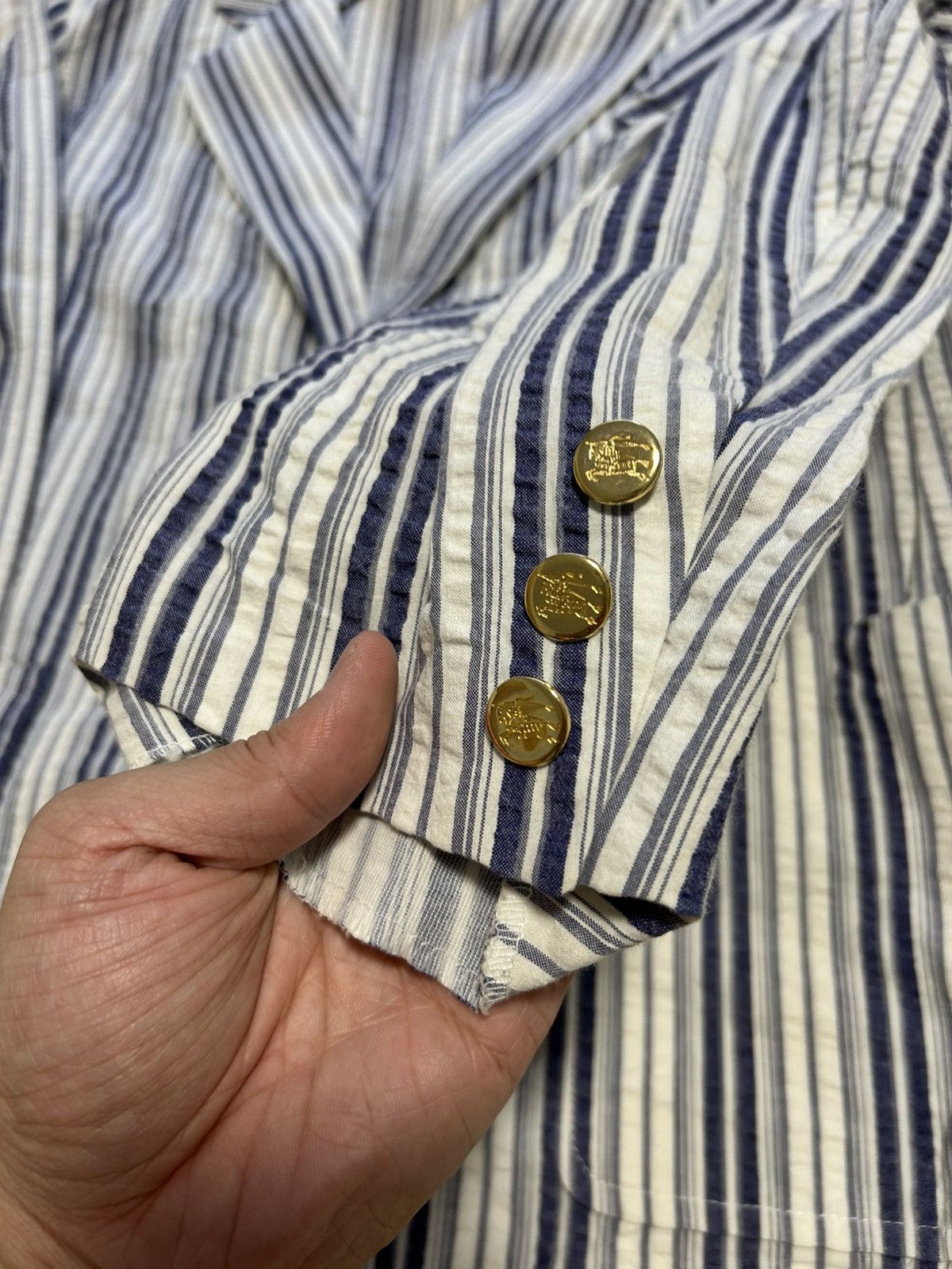 Burberry Vintage Burberry Linen Striped Blazer Size US S / EU 44-46 / 1 - 4 Thumbnail