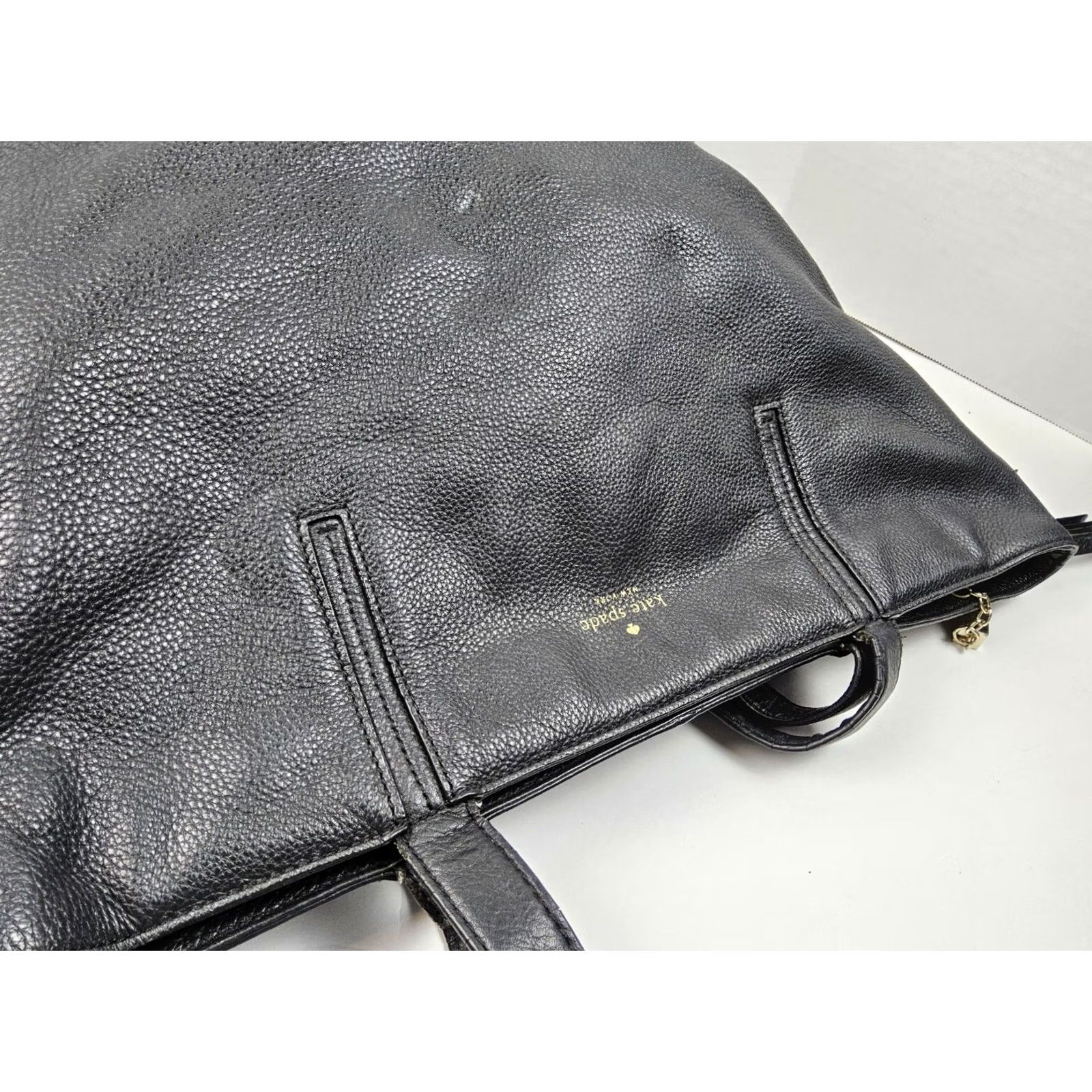 Vintage kate spade new york Tote Womens Pebbled Leather Large Black Exterior Purse Handbag Shoulder Bag Size ONE SIZE - 7 Thumbnail