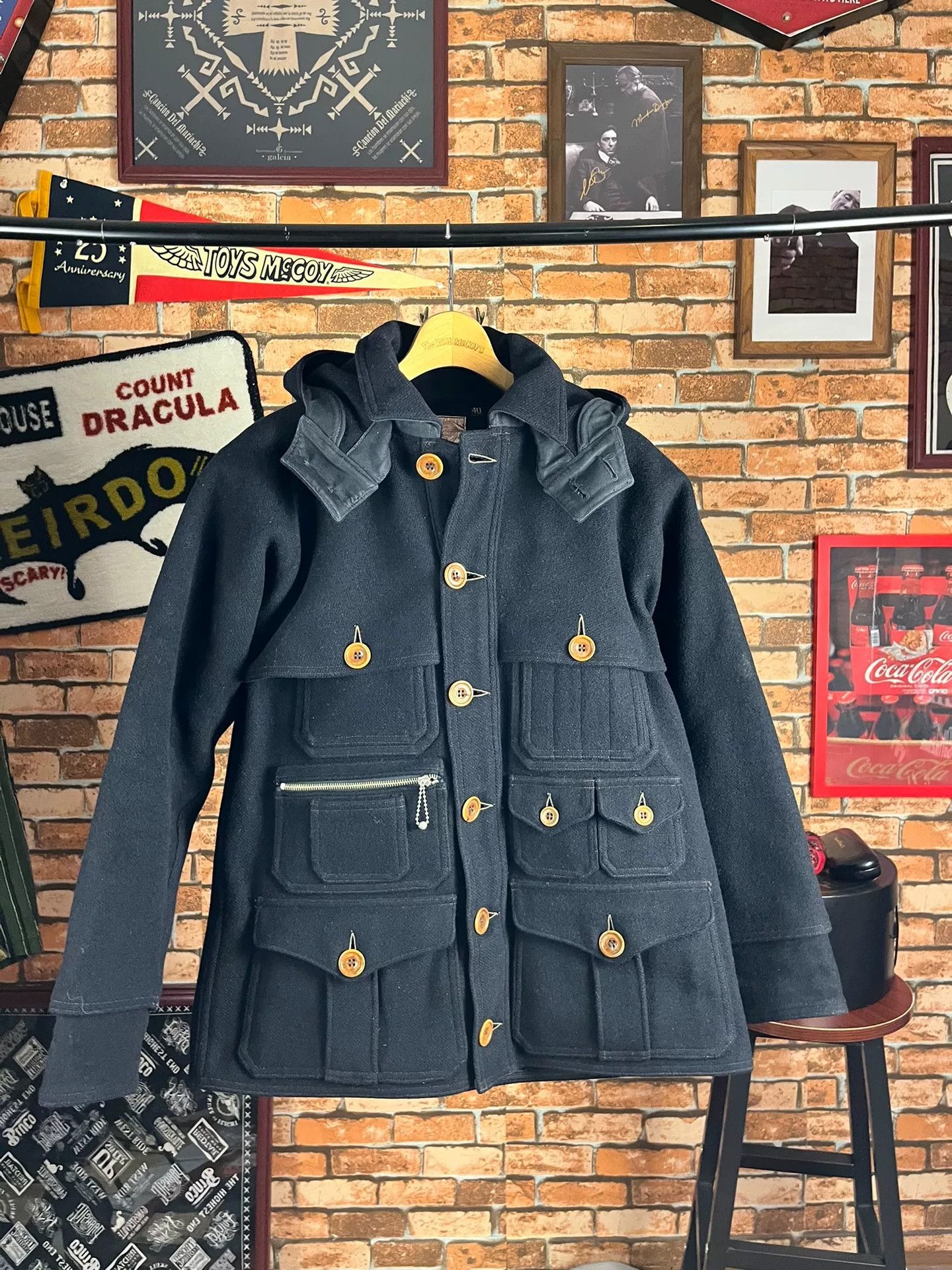 Freewheelers Freewheelers Wool Hunting Coat Black Size US XXS / EU 40 - 1 Thumbnail