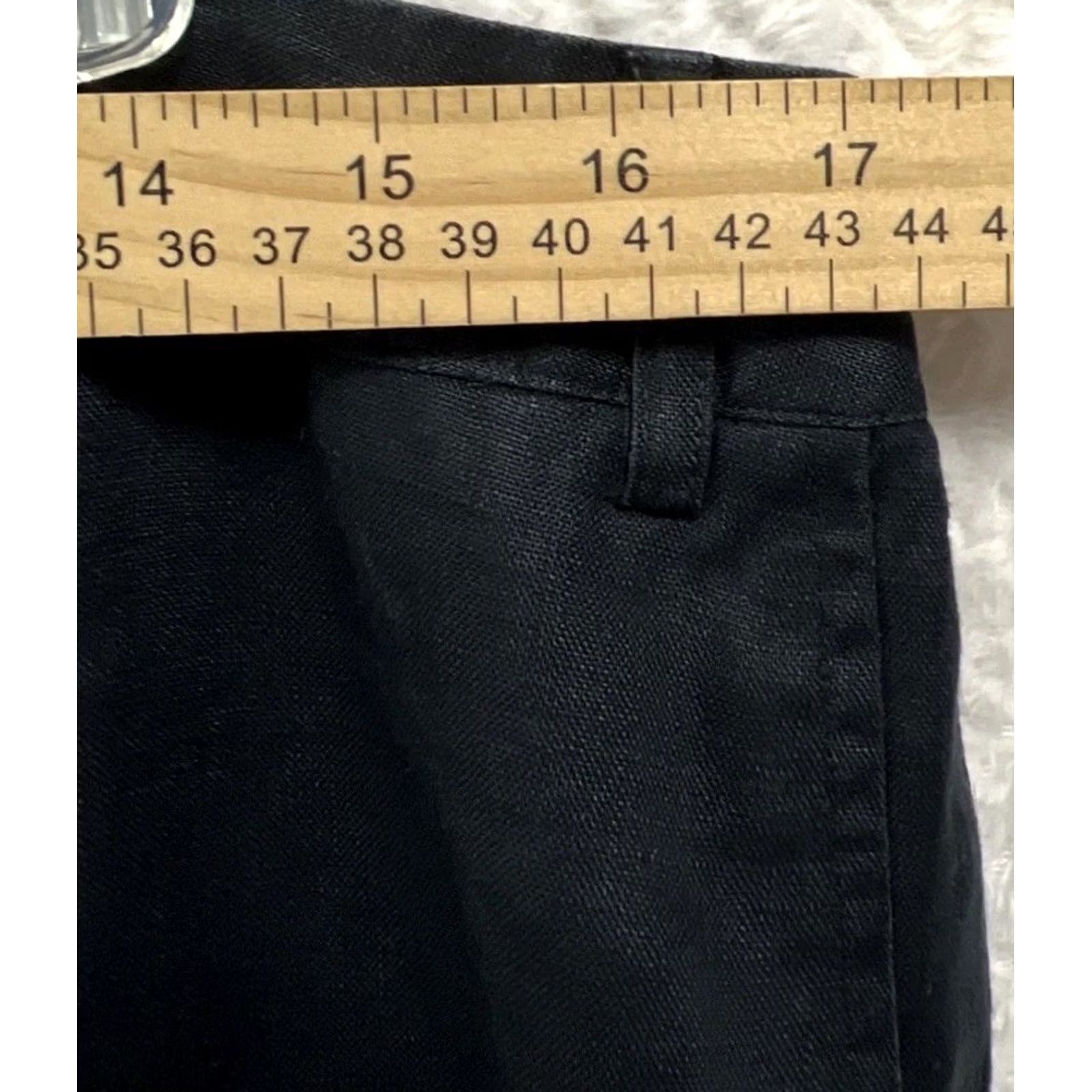 Vintage VINTAGE Casual Corner Linen Pants Women’s 14 Navy Wide Leg Cropped High Rise 80s Ball? (Note: cannot determine due to constraint) Size 36" / US 14 / IT 50 - 7 Thumbnail