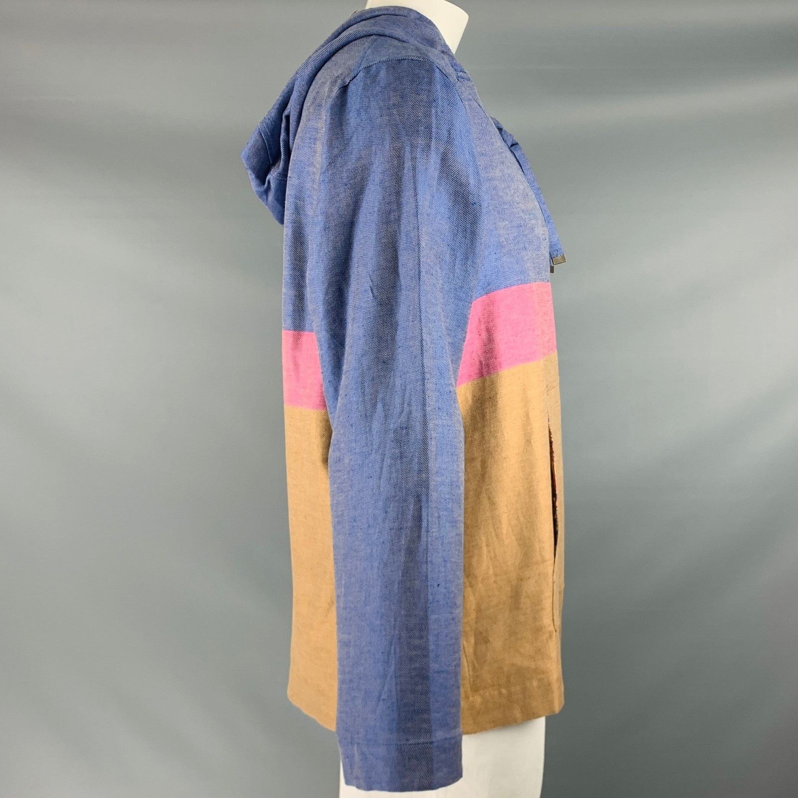 Robert Graham ROBERT GRAHAM Blue Brown Pink Block Cotton Linen Pullover Size US L / EU 52-54 / 3 - 2 Thumbnail