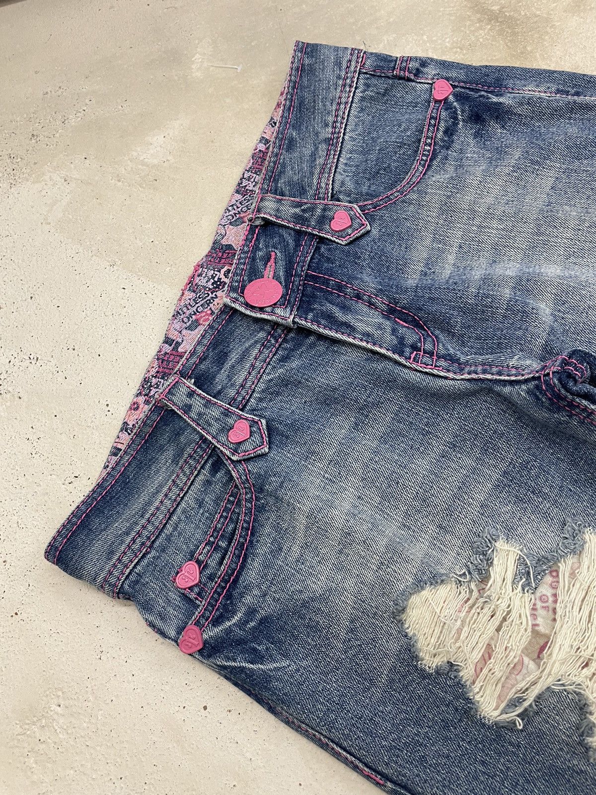 Hysteric Glamour Tralala Clone Devgru Y2k Surf Style Distressed Denim Pants Size US 29 - 10 Thumbnail