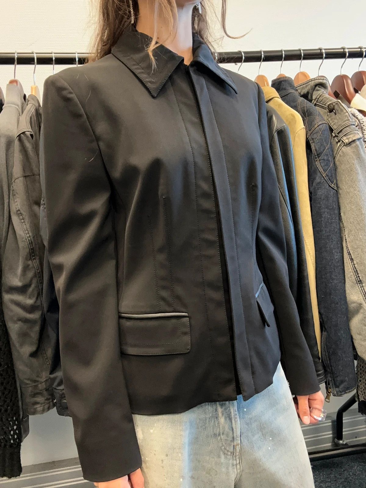 Prada Prada Milano FW2003 Black Blazer Shirt Jacket Elegant Size L / US 10 / IT 46 - 2 Thumbnail