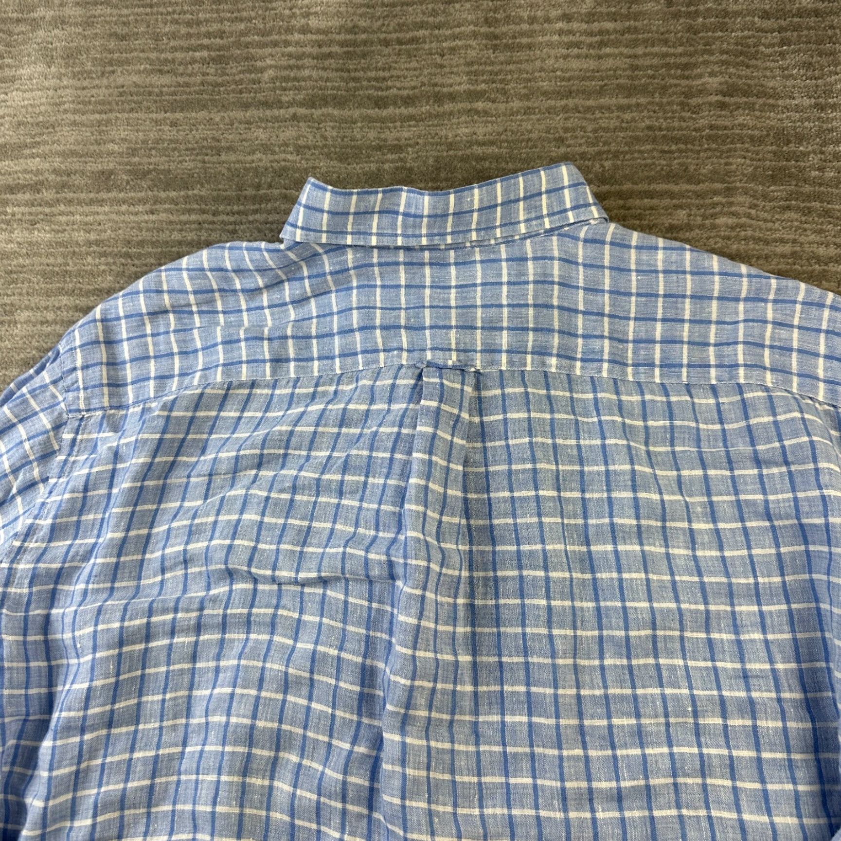 Faconnable Façonnable Shirt Mens 2XL XXL Blue Check Button Up Linen Size US XXL / EU 58 / 5 - 4 Thumbnail