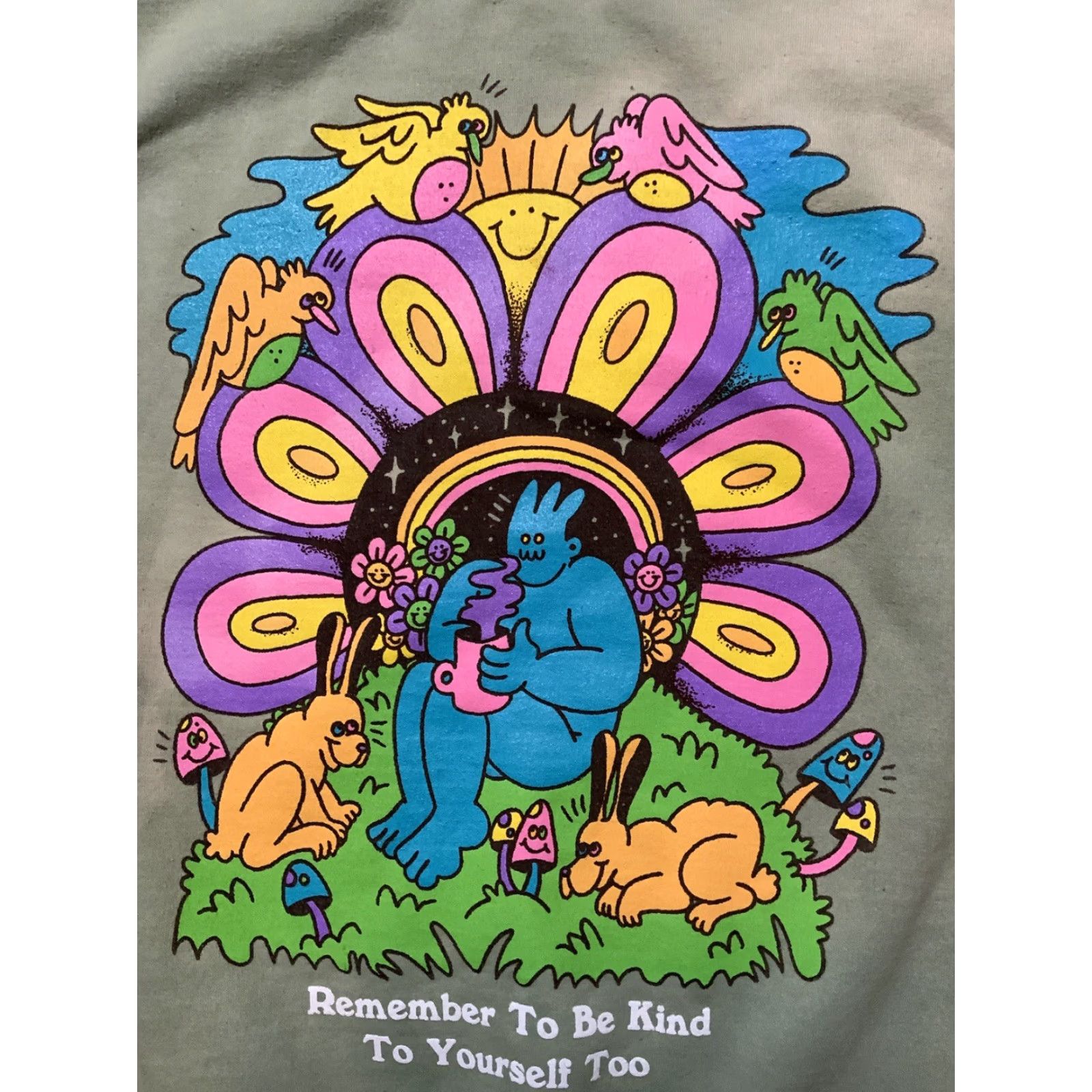 Vintage Dreyfus Art Remember To Be Kind To Yourself Too Graphic Crewneck Sweatshirt OS Unisex Adults One Size Green Mens Womens Boys Girls Size US M / EU 48-50 / 2 - 2 Thumbnail
