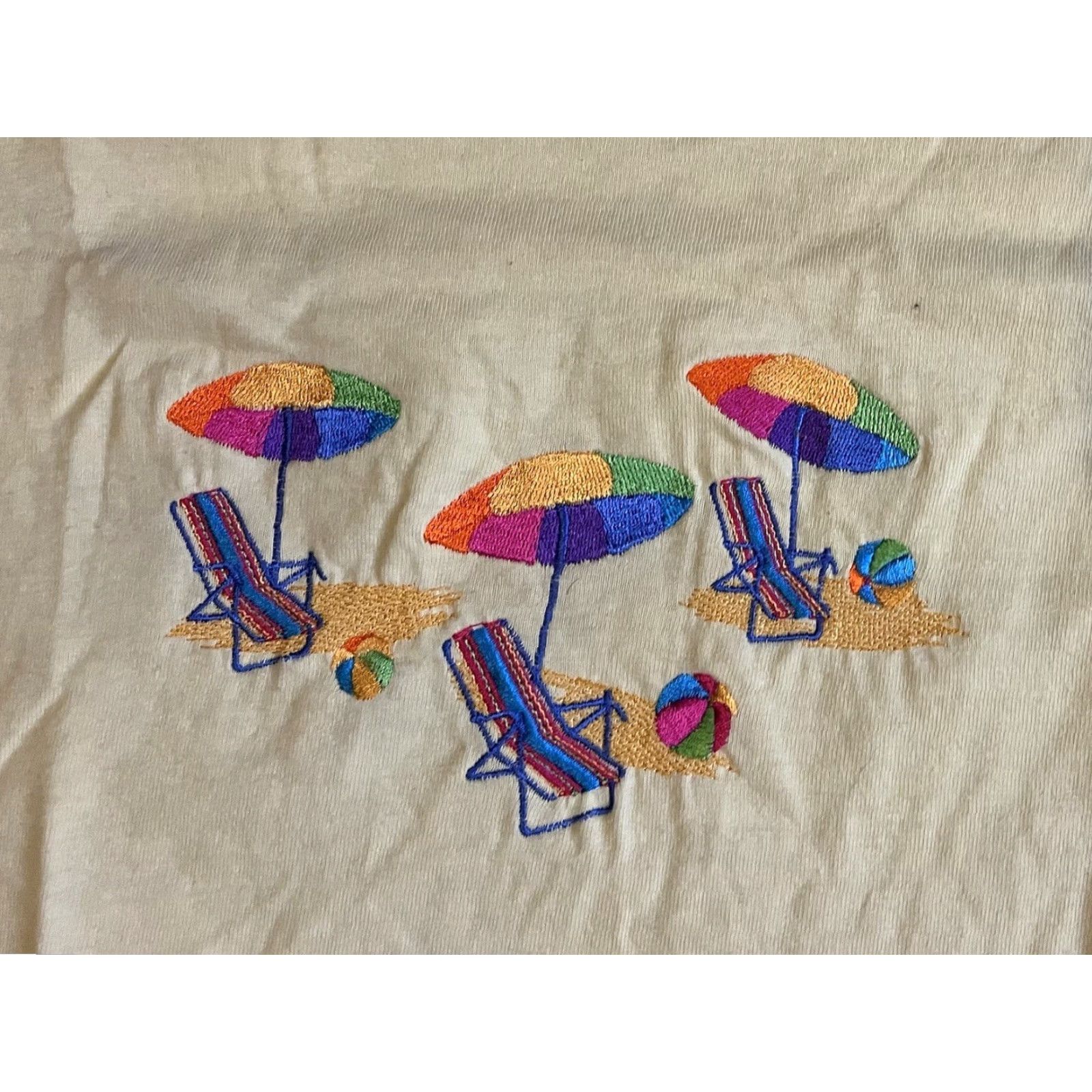 Vintage VINTAGE Old Varsity Brand Beach Chair Shirt Women’s XXL (Fits XL) Yellow 90s Beach Retro Nautical College T-Shirt Womens Size XL / US 12-14 / IT 48-50 - 3 Thumbnail