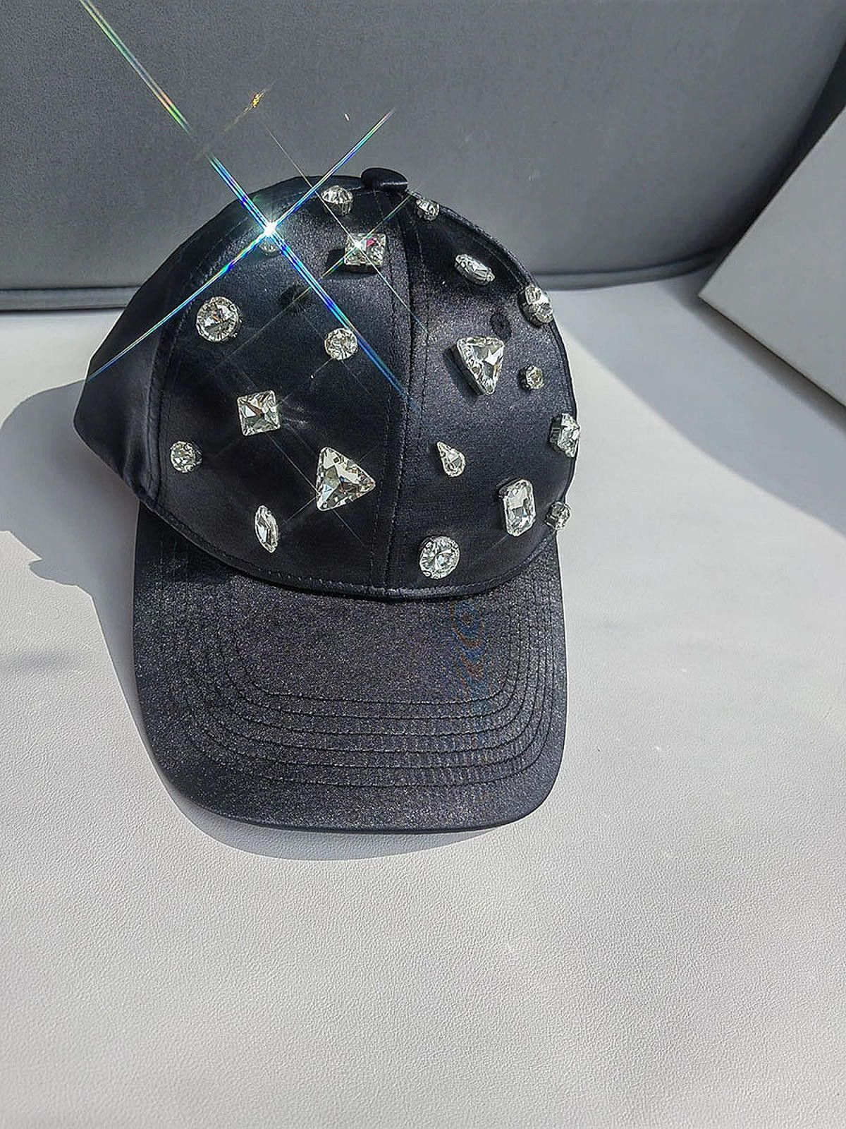 Other Red Rhinestone Baseball Cap, Crystal Hat Size ONE SIZE - 8 Thumbnail