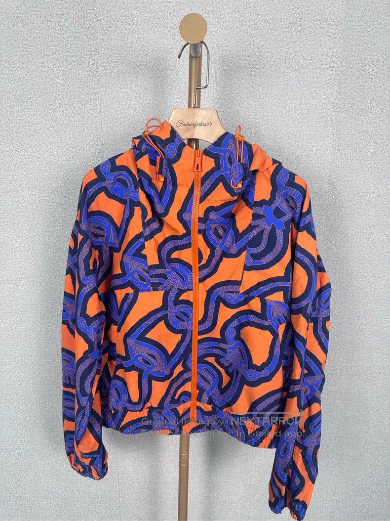 Hermes Hermes Blue and orange patterned outdoor jacket Size XS / US 0-2 / IT 36-38 - 1 Thumbnail