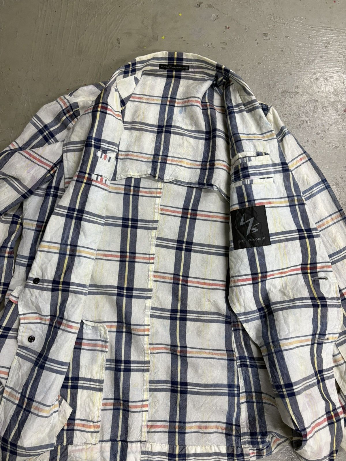 Yohji Yamamoto Vintage Rayon Yohji Yamamoto Ys Blazer Plaid Patchwork Size 50R - 21 Thumbnail