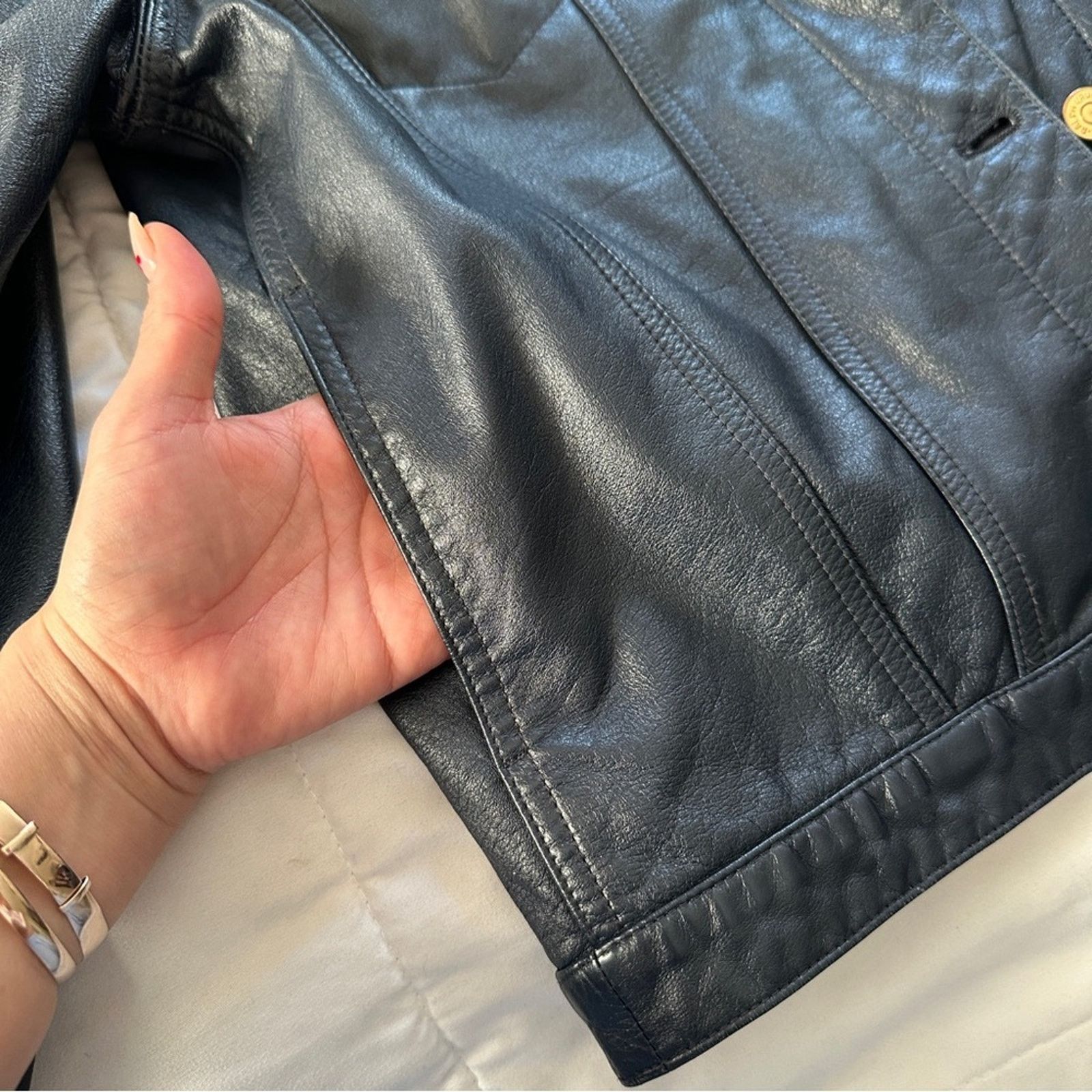 Ralph Lauren RALPH LAUREN Vintage 100% Leather Jacket Blue & Gold S Size S / US 4 / IT 40 - 8 Thumbnail