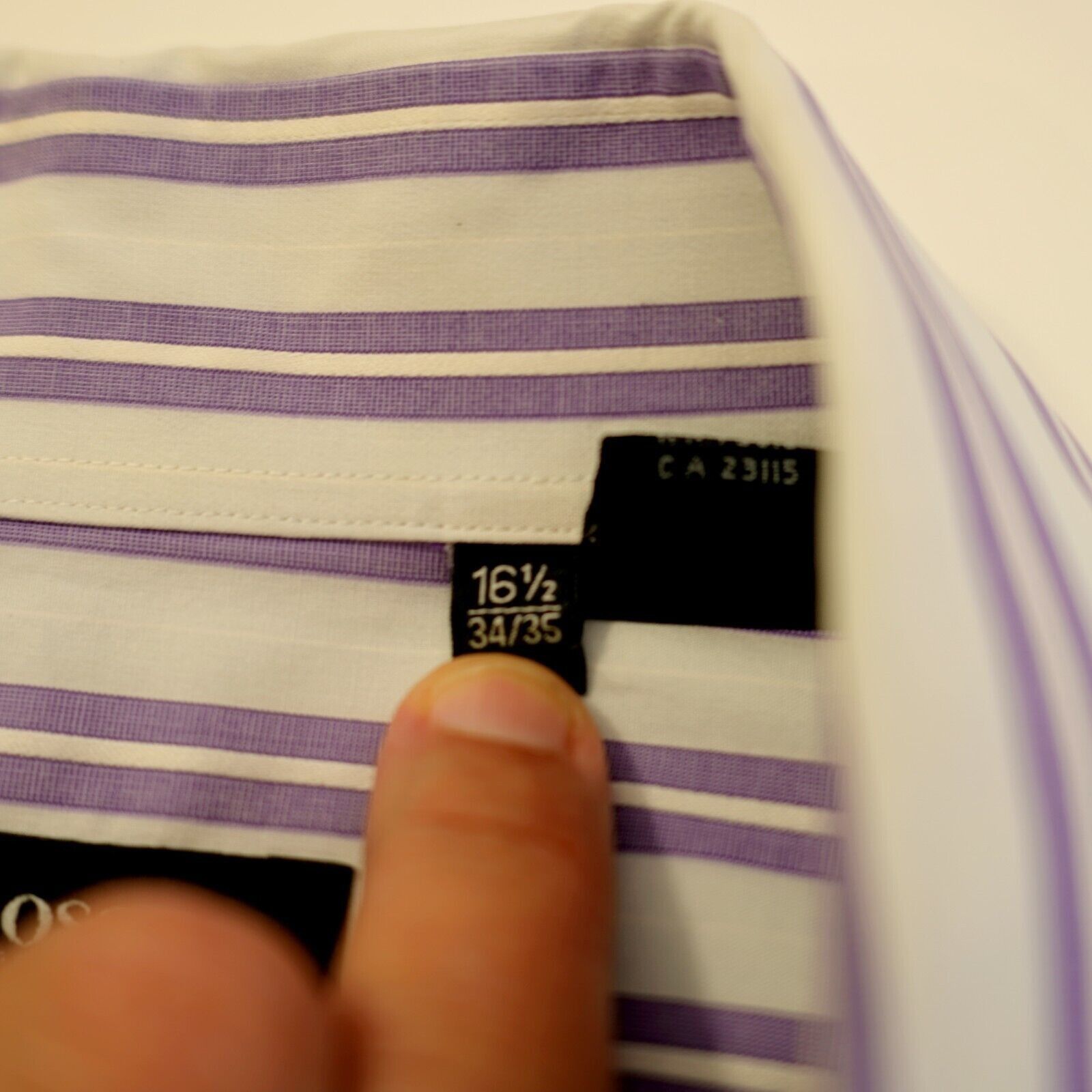 Hugo Boss Boss Hugo Boss White Purple Striped 16.5 34/35 Collared Dres Size US L / EU 52-54 / 3 - 9 Thumbnail