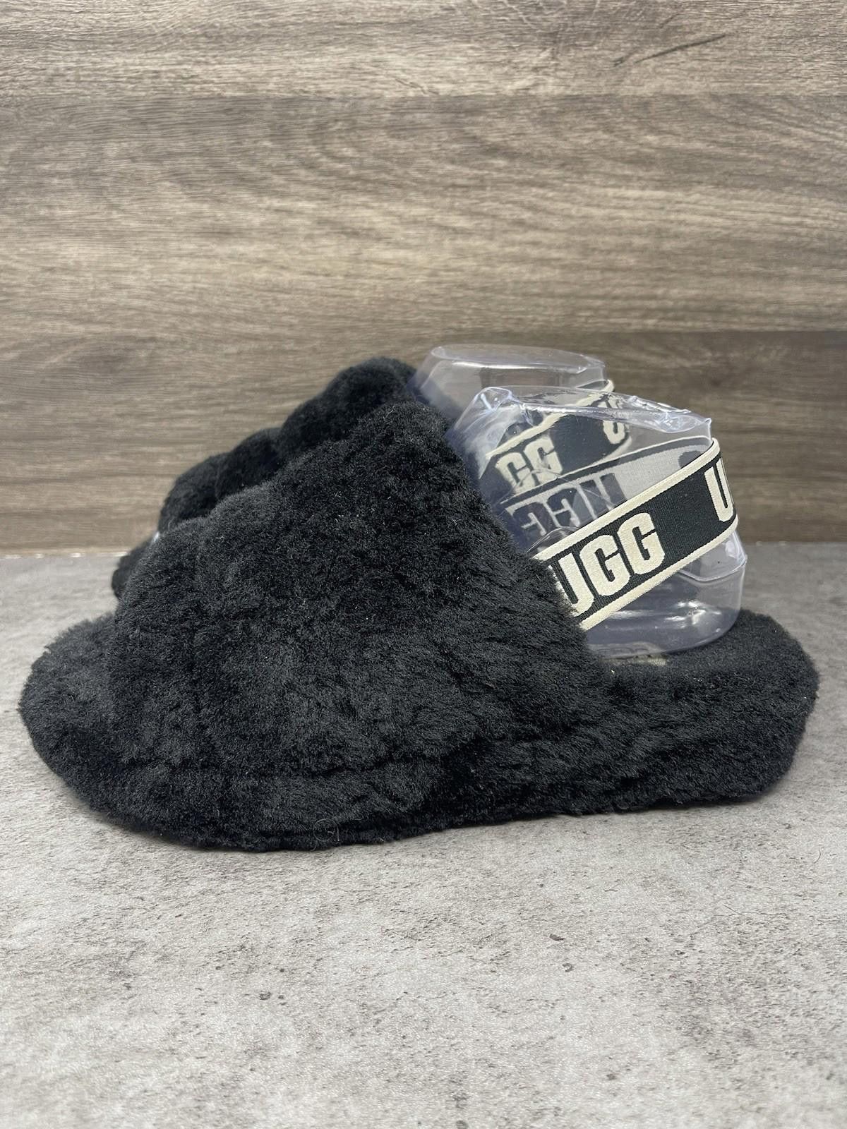 Ugg UGG Fluff Yeah Slide Slippers Womens Size 7 Black Fur Size US 7 / IT 37 - 1 Thumbnail