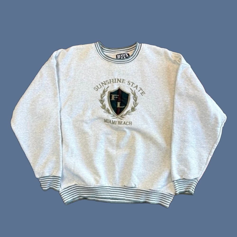 Vintage VINTAGE Miami Beach Florida Embroidered Crewneck Sweatshirt Size L USA Basix Gray Crew Neck Long Sleeve Pullover Sweatshirt 90s Beach Men Size US L / EU 52-54 / 3 - 1 Thumbnail