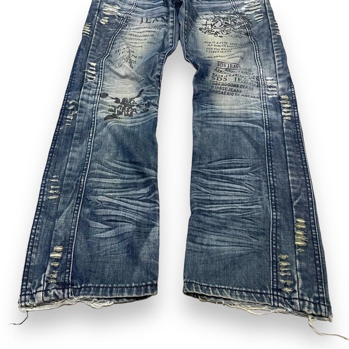 If Six Was Nine × Japanese Brand × Le Grande Bleu (L.G.B.) 🇯🇵 TSL JEANS POEM DISTRESSED DENIM PANTS Size US 35 - 7 Thumbnail