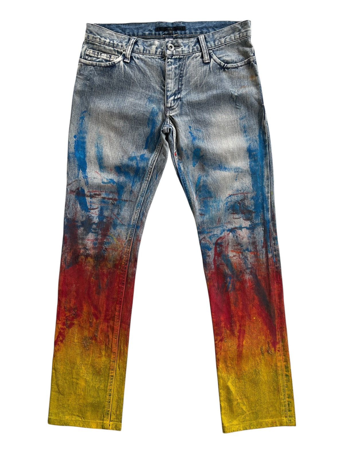 Japanese Brand Yevs Japan Flame Paint Denim Streetwear Size 30" / US 8 / IT 44 - 1 Thumbnail