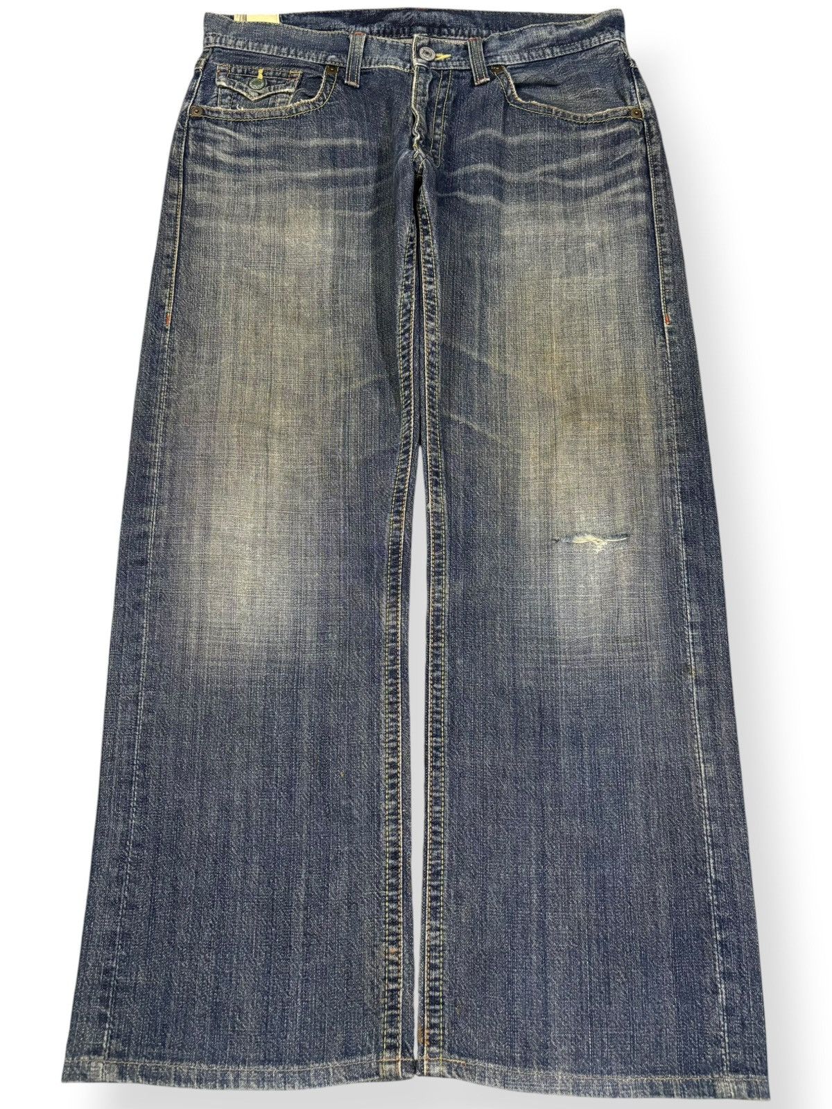 Japanese Brand Vintage Y2K GL Heart Mud Wash Faded Baggy Ripped Jeans Size US 34 / EU 50 - 1 Thumbnail