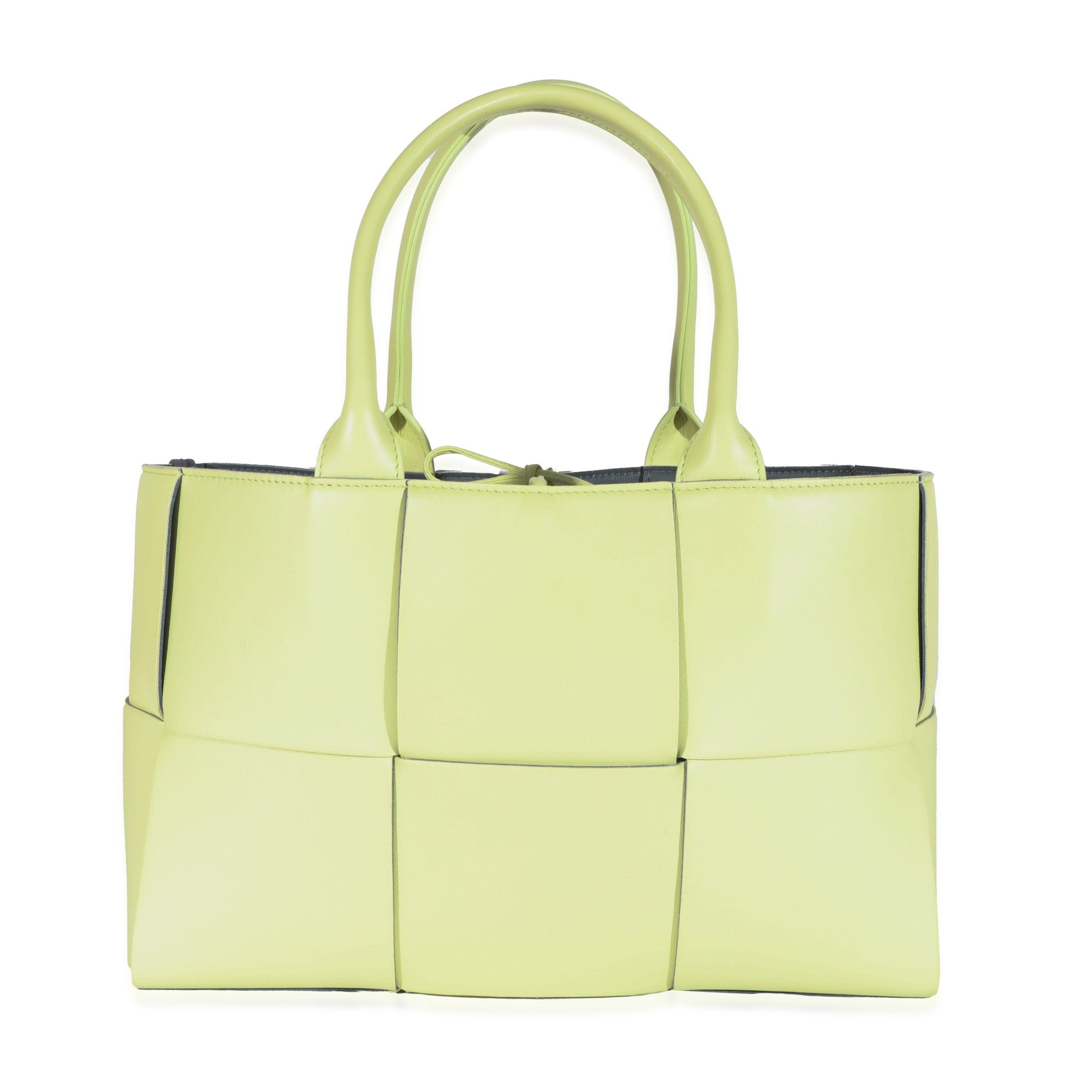 image of Bottega Veneta Lemon Intrecciato Napa Lambskin Small Arco Tote in Yellow, Women's