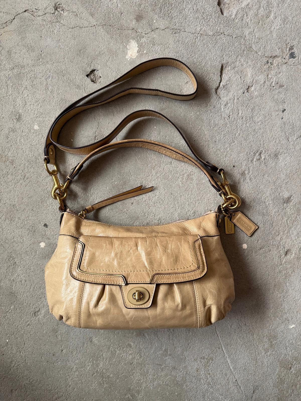 Coach Coach 2Way Poppy Leather Shoulder Bag Beige Size ONE SIZE - 1 Thumbnail