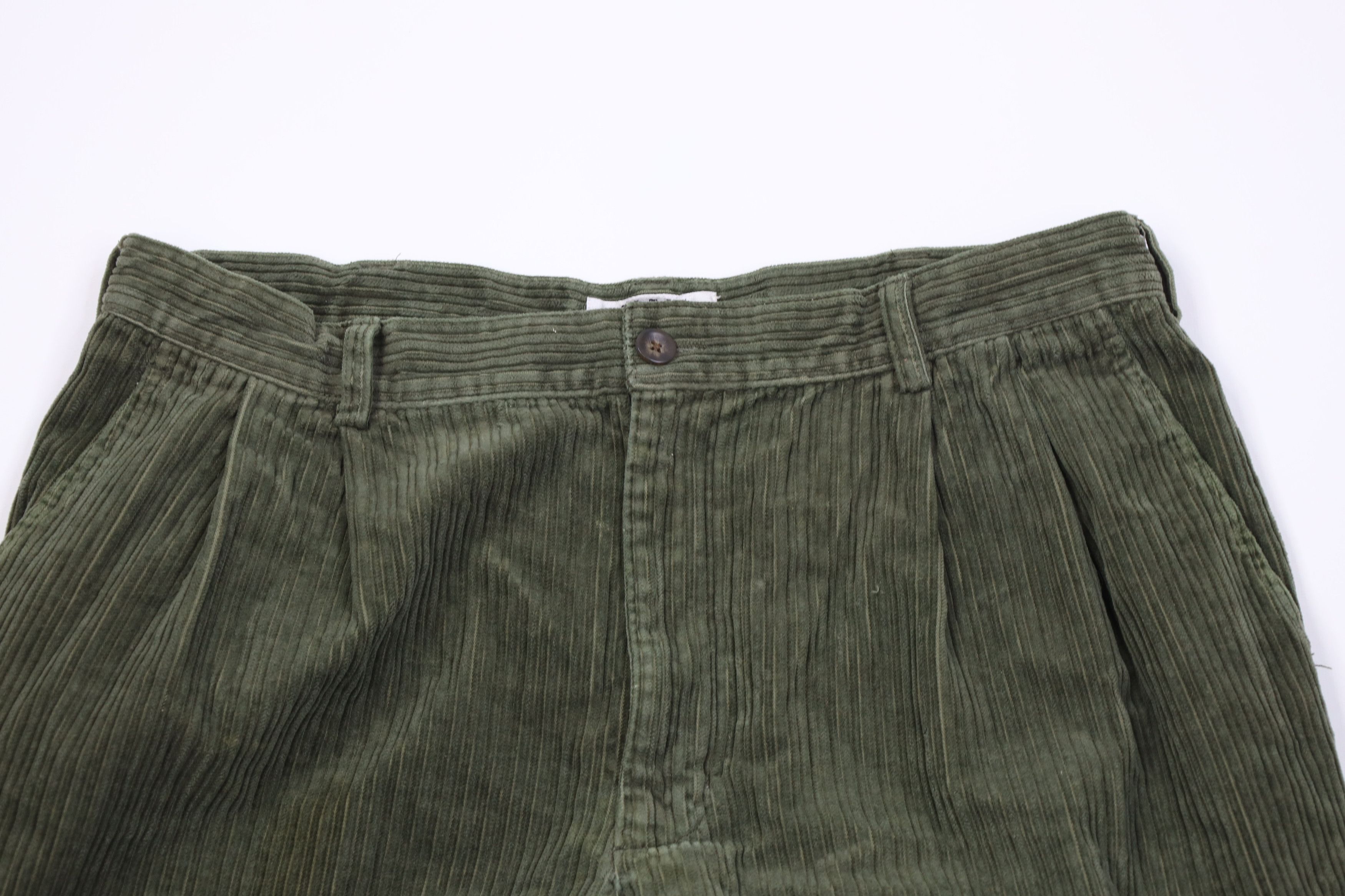 Vintage Vintage 90s Streetwear Wide Leg Corduroy Chino Pants Green Size US 38 / EU 54 - 2 Thumbnail