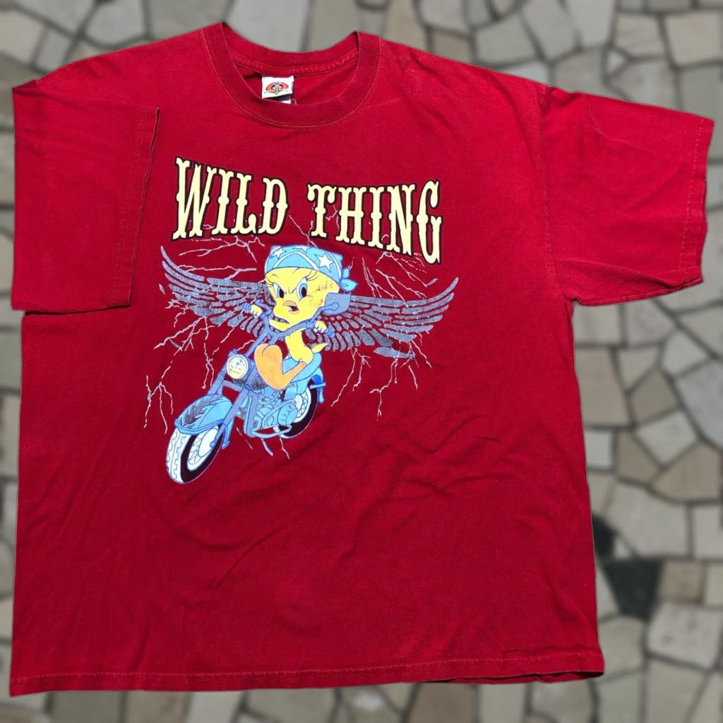Vintage VINTAGE Tweety Bird T-Shirt XL Unisex Adults Crew Neck Red 90s Y2K Motorcycle Wild Thing Size US XL / EU 56 / 4 - 1 Thumbnail