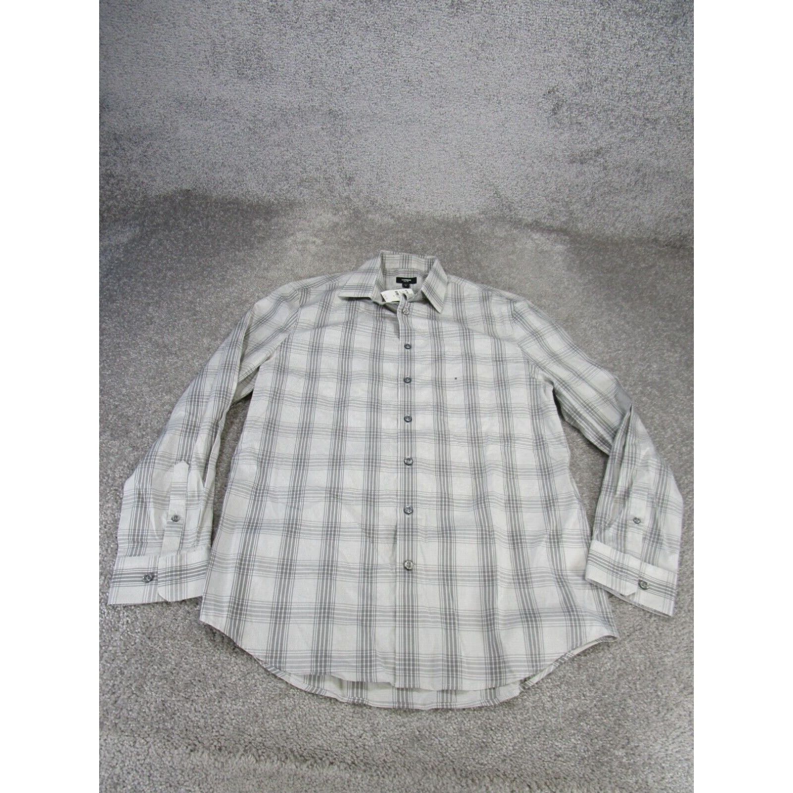 Express Express Mens Medium Gray Plaid Button Up Long Sleeve Shirt Size US M / EU 48-50 / 2 - 1 Thumbnail