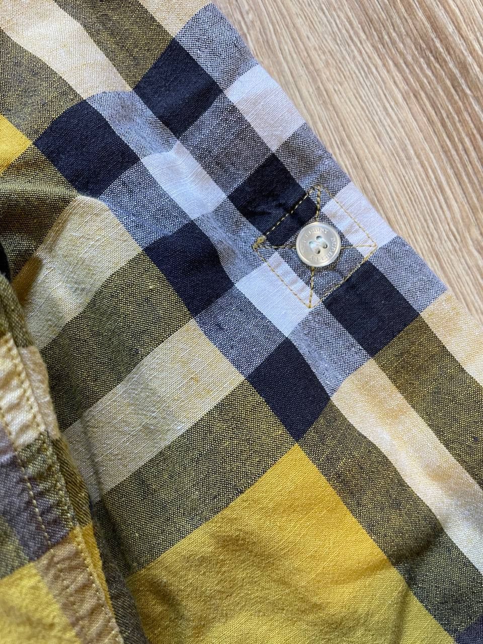 Burberry Burberry Brit YELLOW Check Linen / Cotton Button Down Shirt Size US S / EU 44-46 / 1 - 13 Thumbnail