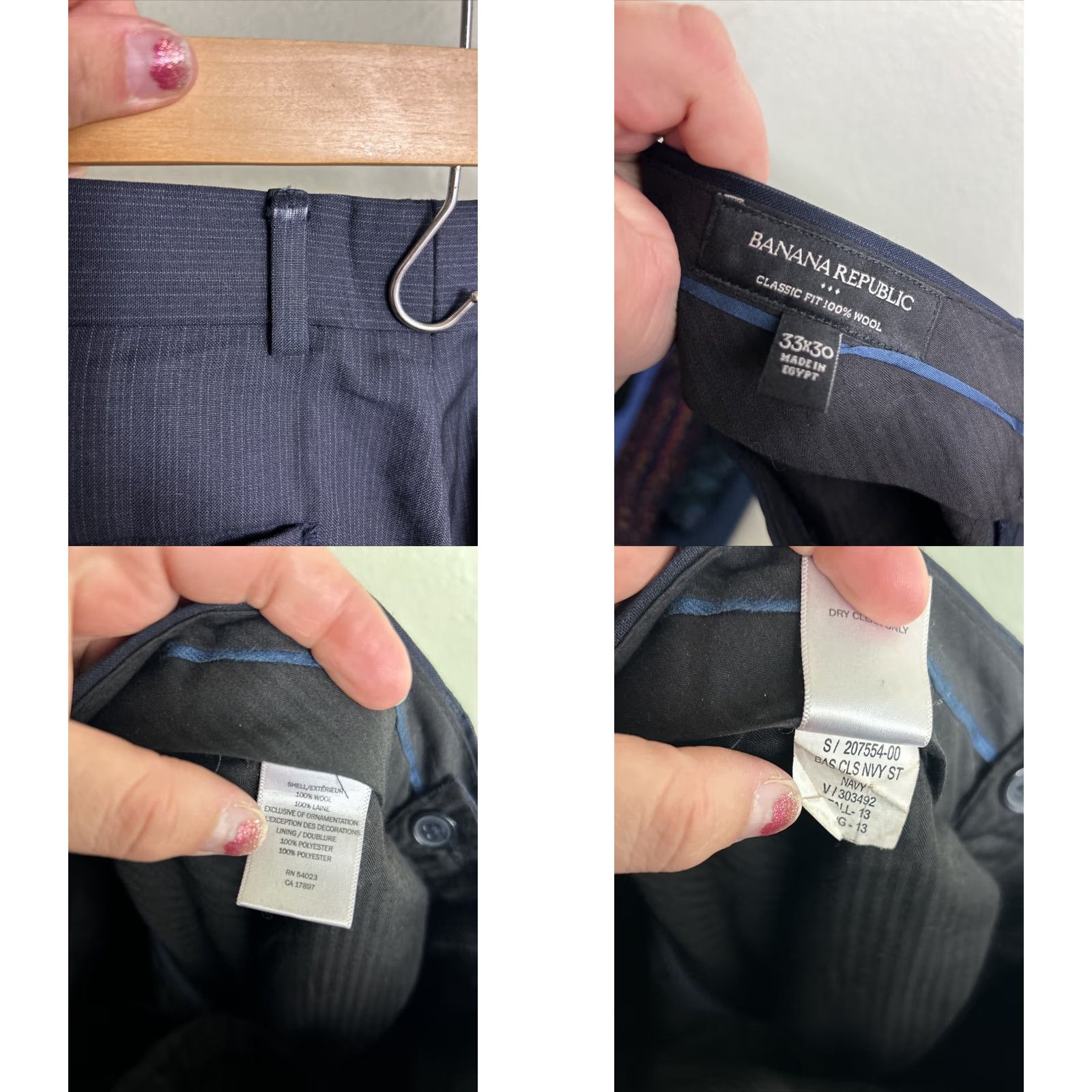 Banana Republic VINTAGE Banana Republic Mens 33x30 Classic Fit Wool Pants Navy Blue Pinstripe Flaw Dress Pants Mens Size US 33 - 10 Thumbnail