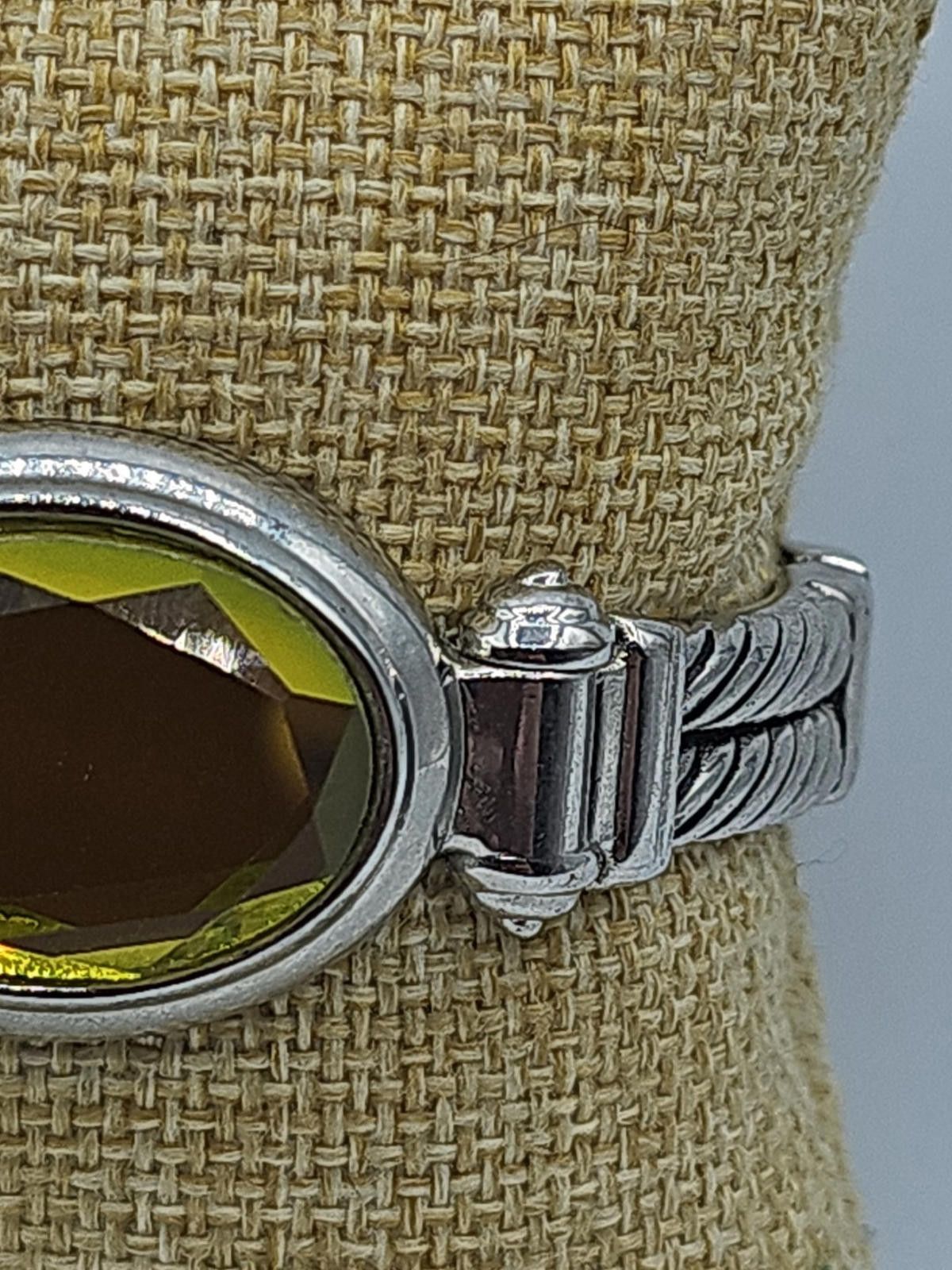 The Unbranded Brand Large Faceted Stone, Silvertone, Clamp Bangle 6.75" Size ONE SIZE - 4 Thumbnail