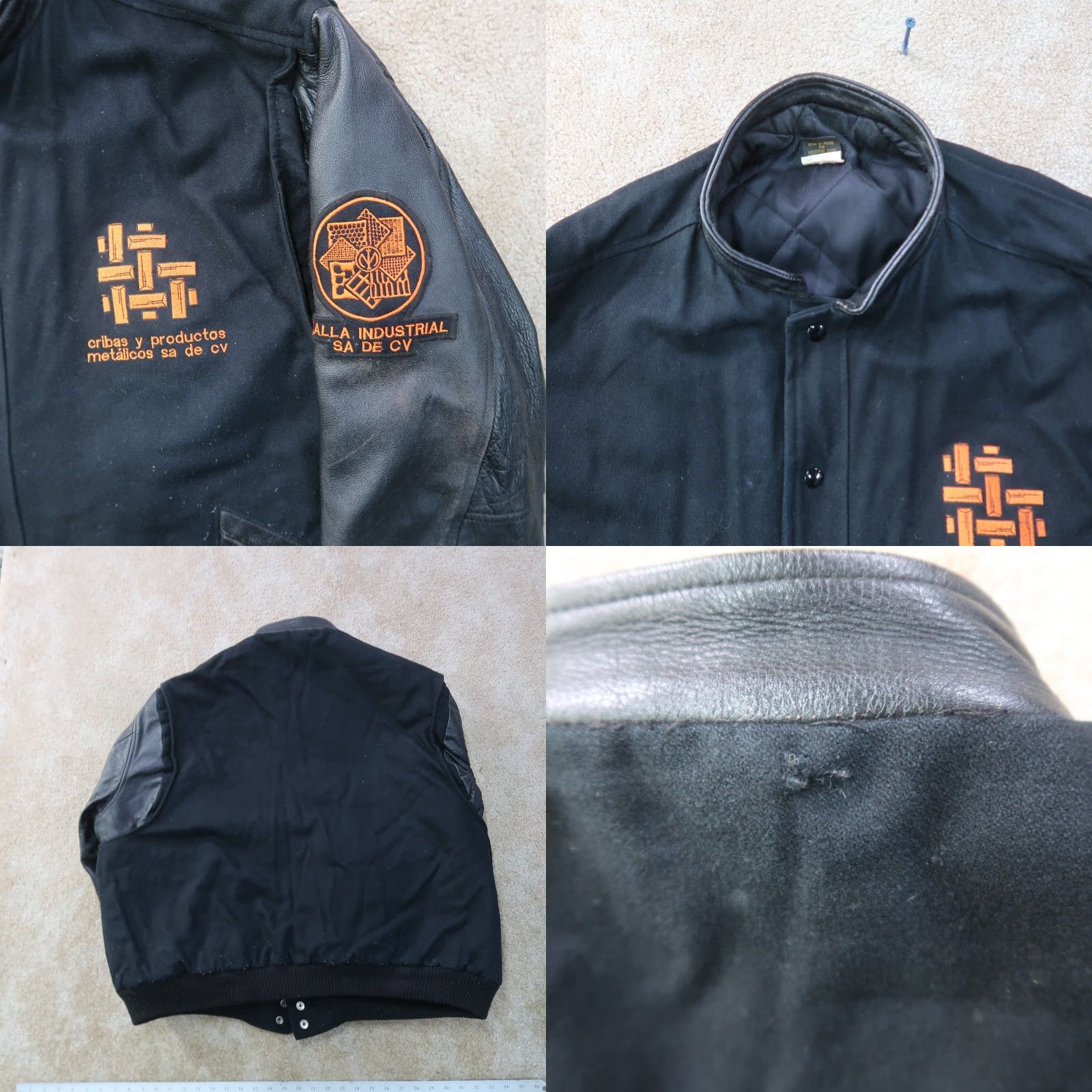 Vintage VINTAGE Unbranded Jacket Varsity Men XL Black Wool Zipper Embroidered Logo Stand-Up Collar Mid-Length Size US XL / EU 56 / 4 - 8 Thumbnail