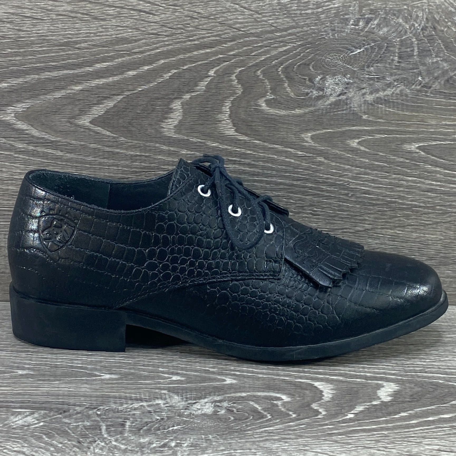 Ariat Jamie Lace Up Kilties Black Leather Dress Shoes Oxfords Western Size 7.5 Womens