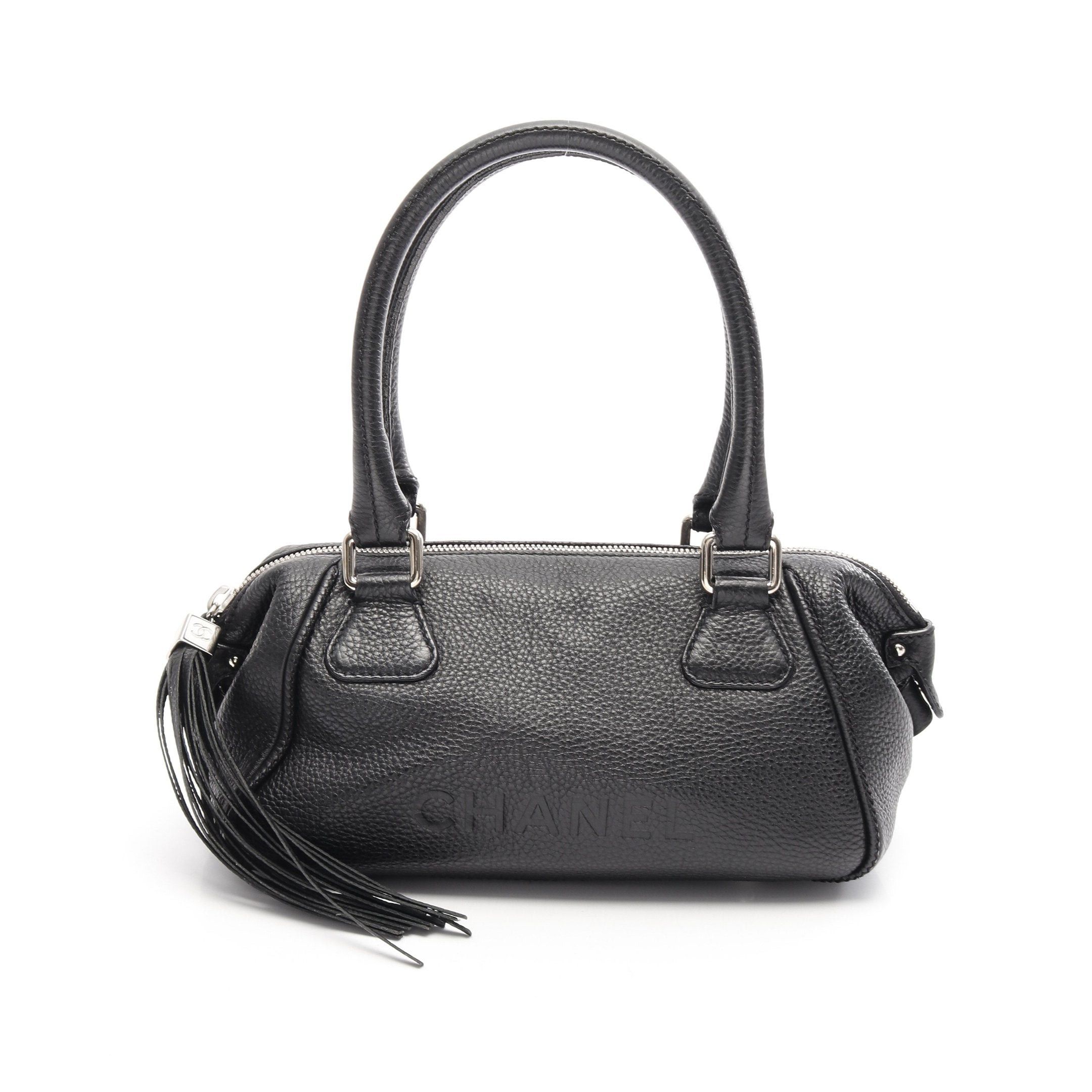 Chanel Chanel Logo Handbag Caviar Skin Black Silver Hardware Size ONE SIZE - 1 Thumbnail