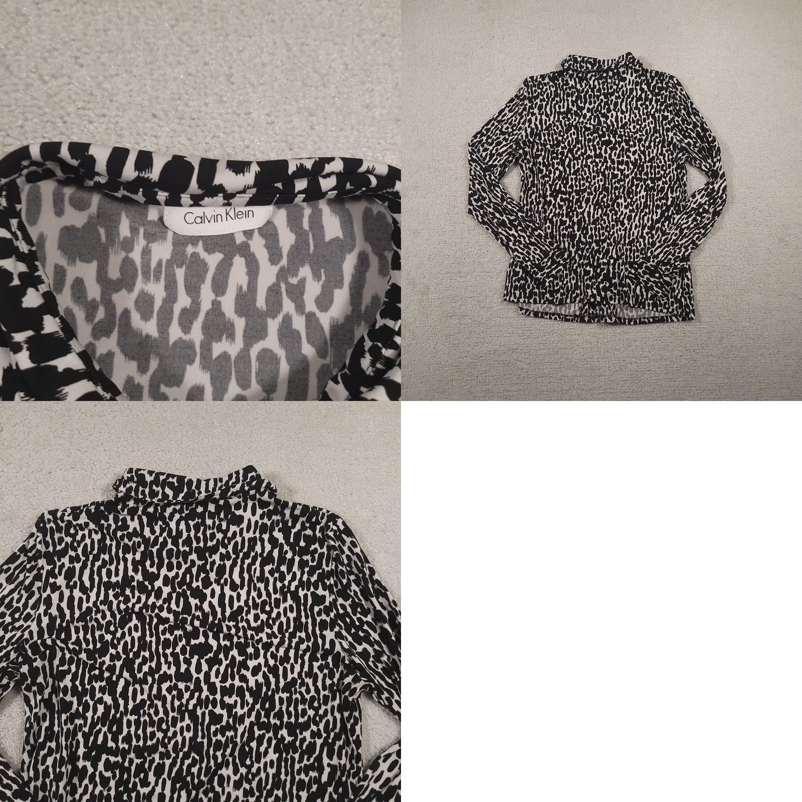 Calvin Klein Calvin Klein Shirt Womens Large Black White Leopard Print Long Sleeve Blouse Size L / US 10 / IT 46 - 8 Thumbnail