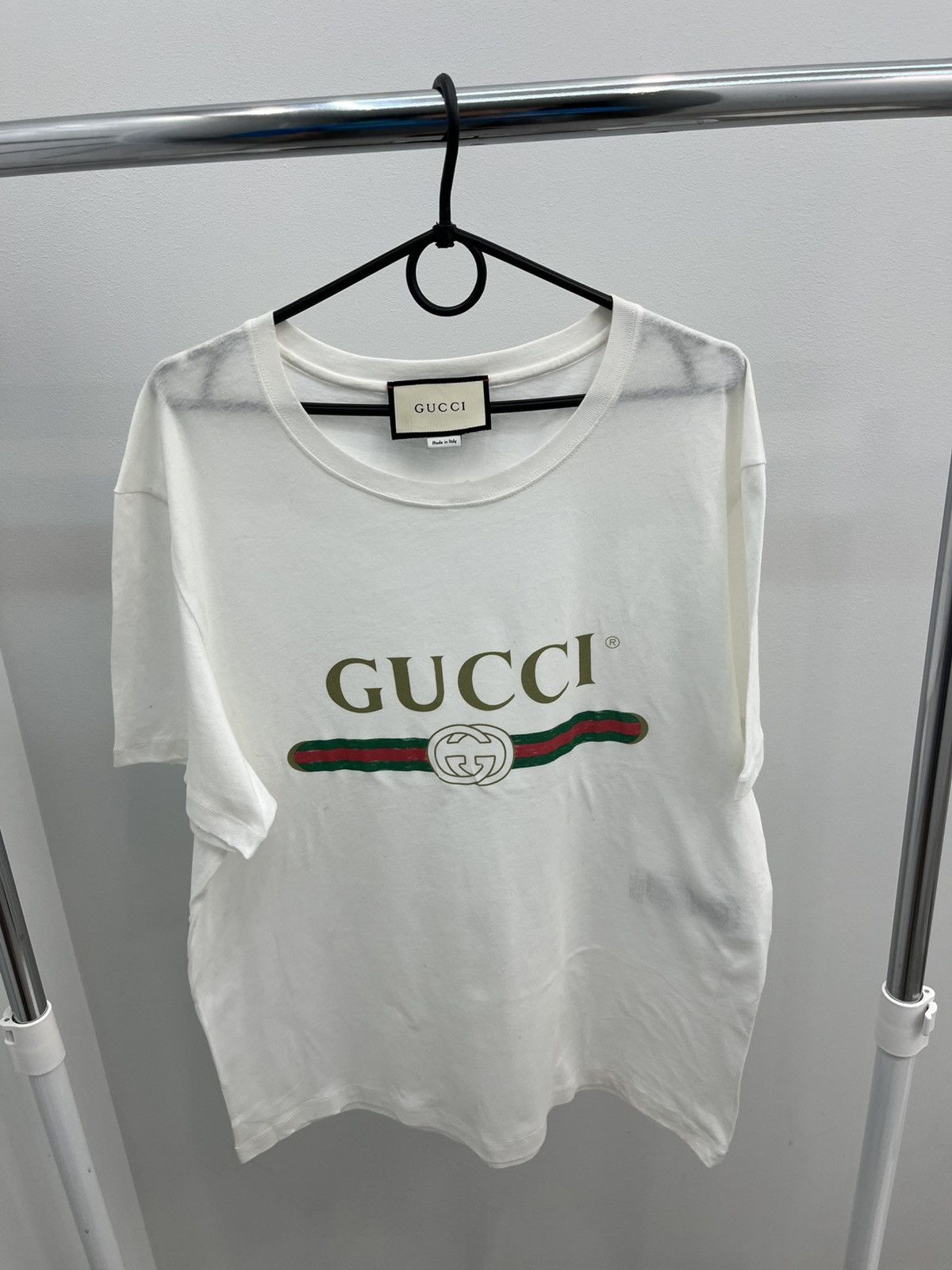 Gucci Gucci Belt Logo Distressed Cotton Light Tee T-shirt Size US L / EU 52-54 / 3 - 2 Thumbnail