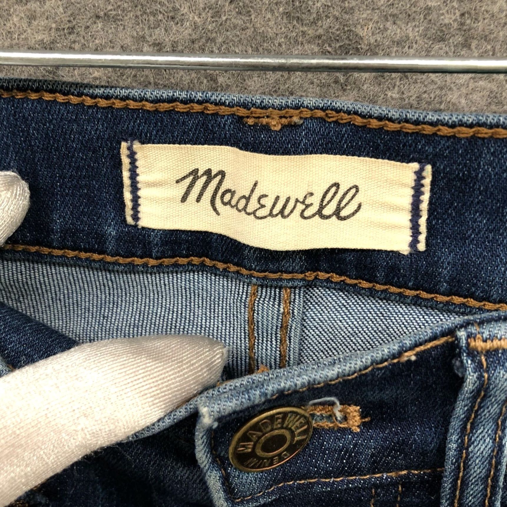 Madewell Madewell Jeans Womens 25 High Rise Skinny Crop 10'' Exposed Button Fly Blue Size 42" / US 20 - 6 Thumbnail
