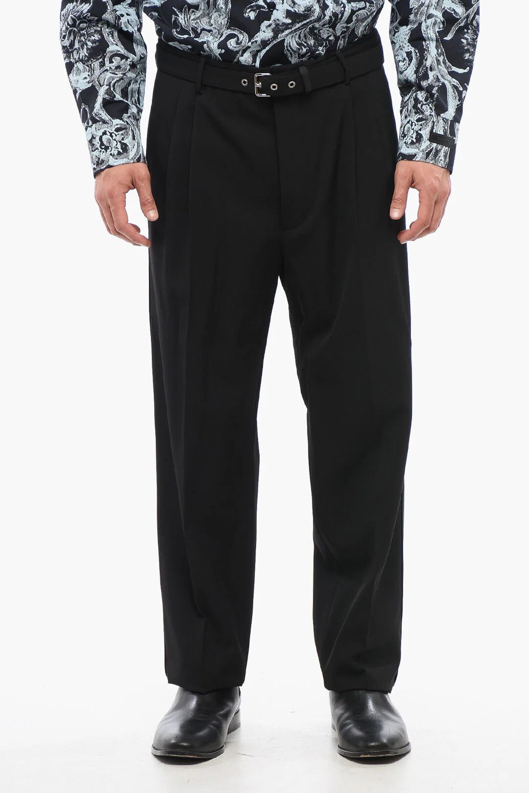 Prada og1mm0426 Double-pleated Pant in Black Size US 34 / EU 50 - 1 Thumbnail