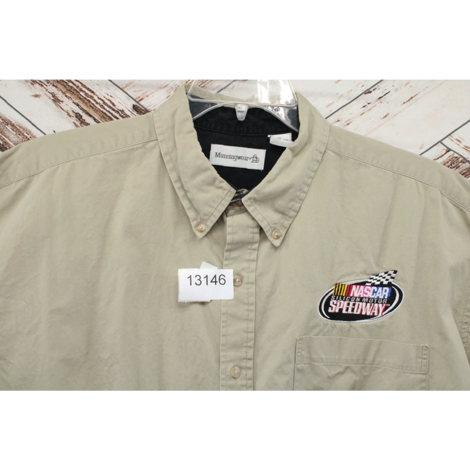 Vintage VTG NASCAR Munsingwear Shirt Mens XL Khaki Cotton 100% Cotton Button-Up Collared Long Sleeve Size US XL / EU 56 / 4 - 6 Thumbnail