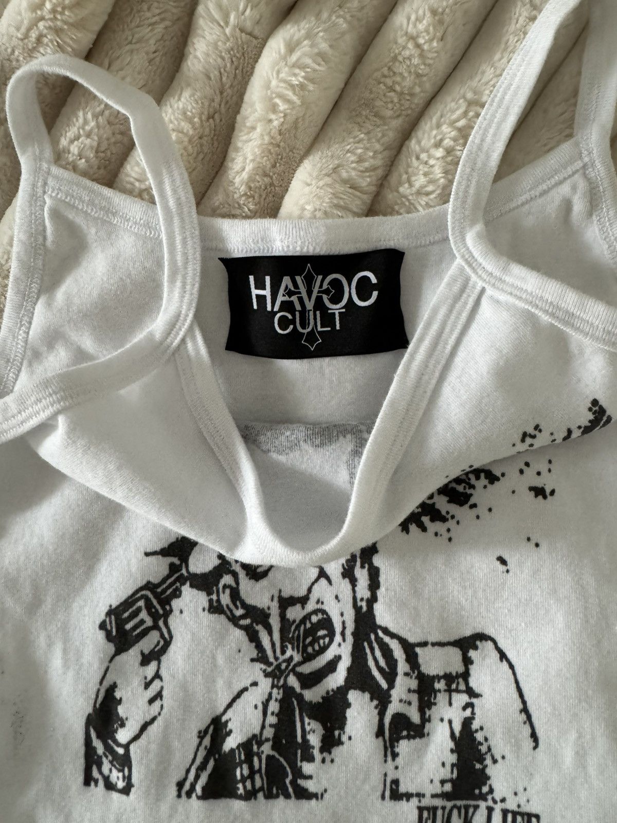 Death Grips × Praying havoc cult NEGLECT tank fuck life living to die shirt crop Size ONE SIZE - 8 Thumbnail