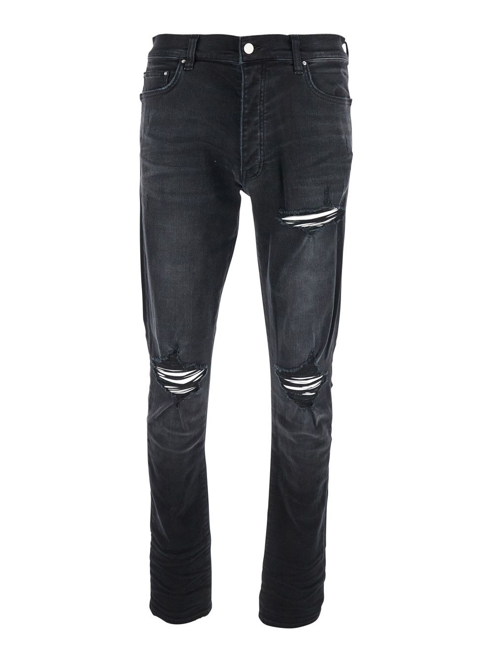 Amiri Black Jeans with Ripped Details on the Front and Logo Patch on the Rear in Denim Man Size US 30 / EU 46 - 1 Thumbnail