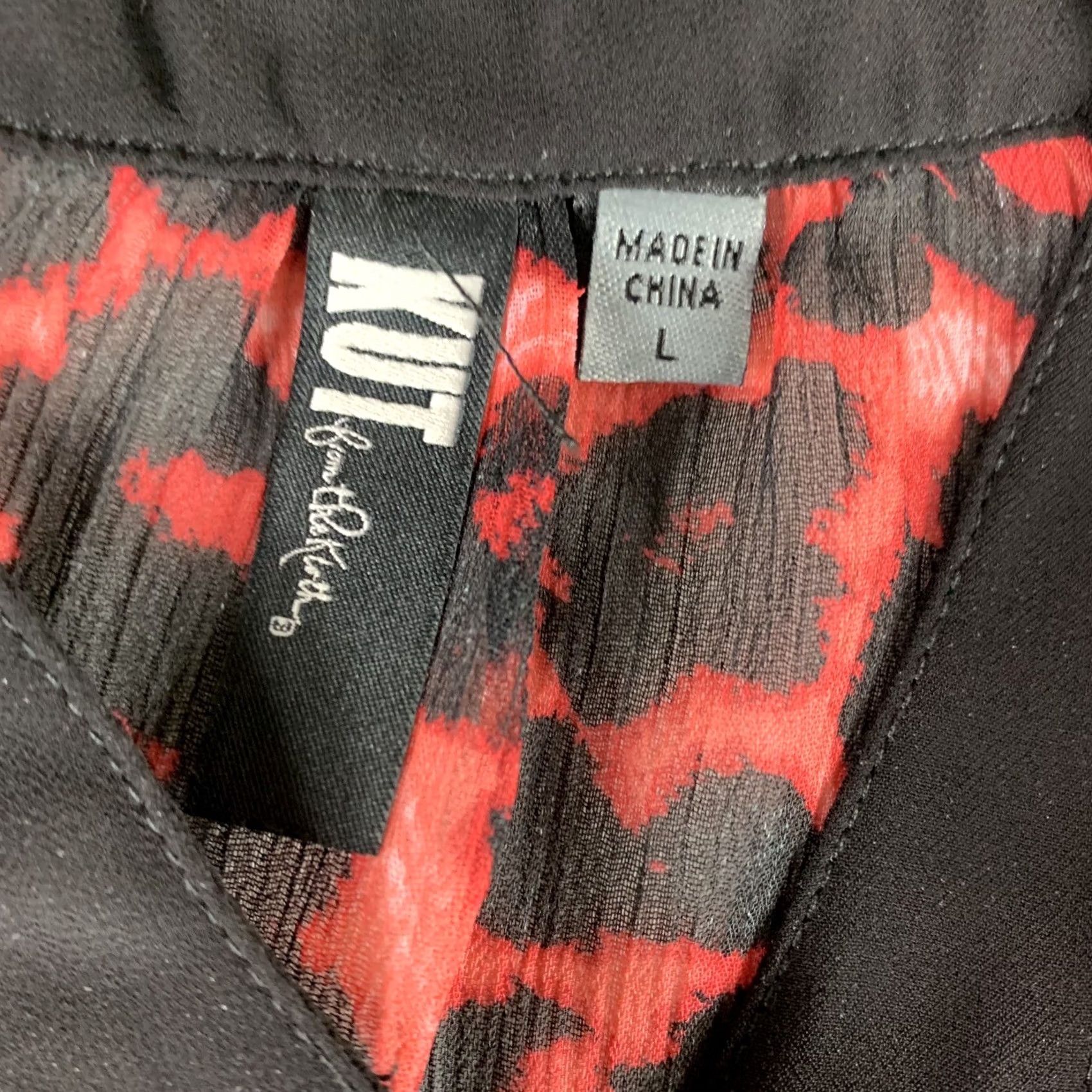 Vintage KUT FROM THE KLOTH Black Red Leopard Print Sheer Blouse Womens Large Polyester Size L / US 10 / IT 46 - 2 Thumbnail