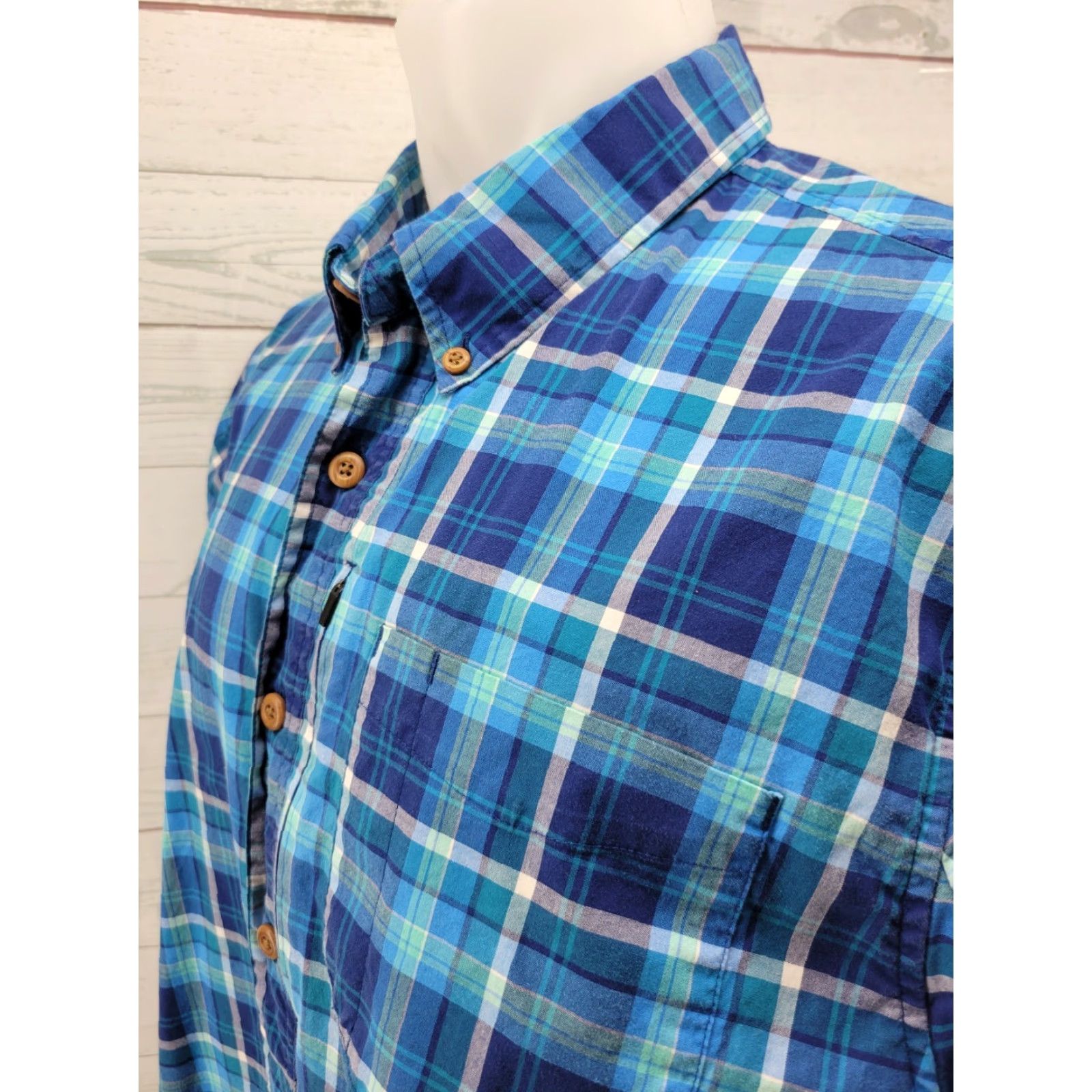 Duluth Trading Company Duluth XL Blue Plaid Shirt Long Sleeve Cotton Blend Button-Up Shirt Men Size US XL / EU 56 / 4 - 3 Thumbnail