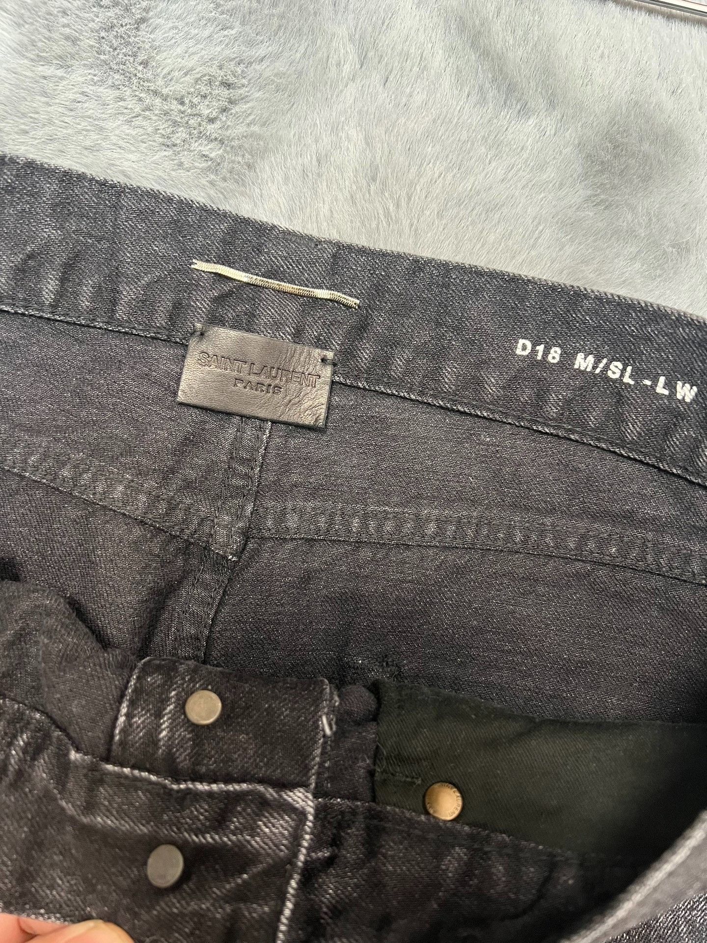 Saint Laurent Paris Saint laurent Smoky Black Water Ripple Washed Slim Straigh Size US 31 - 3 Thumbnail
